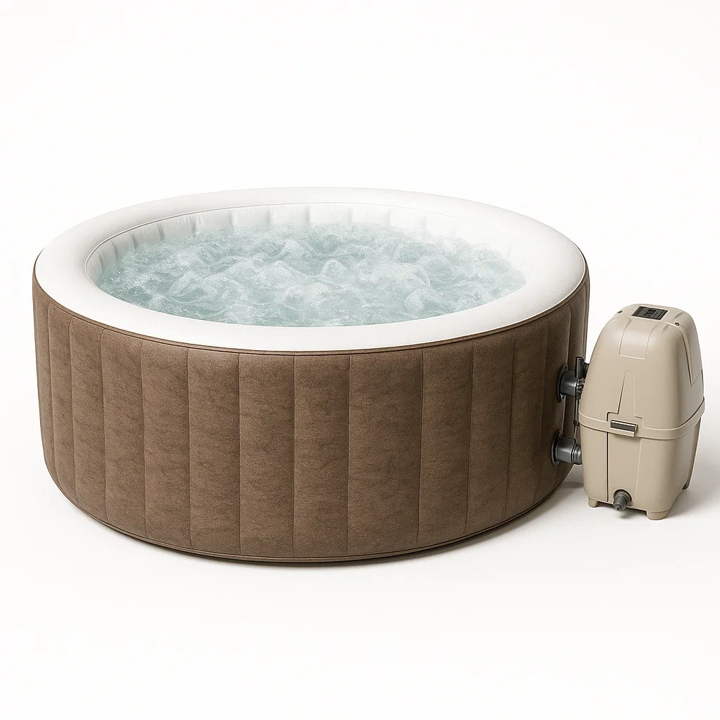 Spa gonflable 196 x 196 x 71 cm, 4 places, couleur beige/blanc, forme ronde quwcUJv374Ko