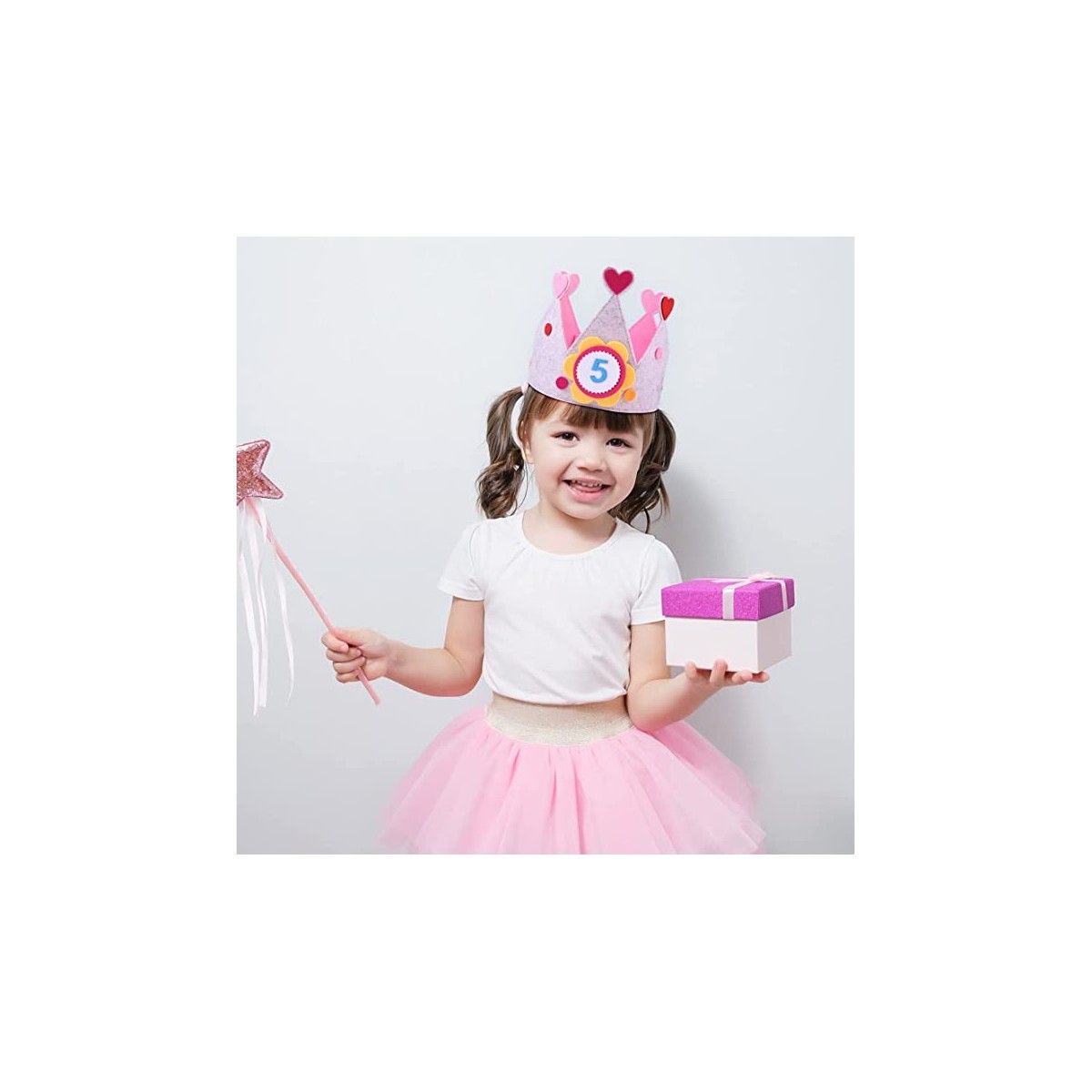 Lyserød fødselsdagskrone med udskiftelige tal - Børnespil og legetøj