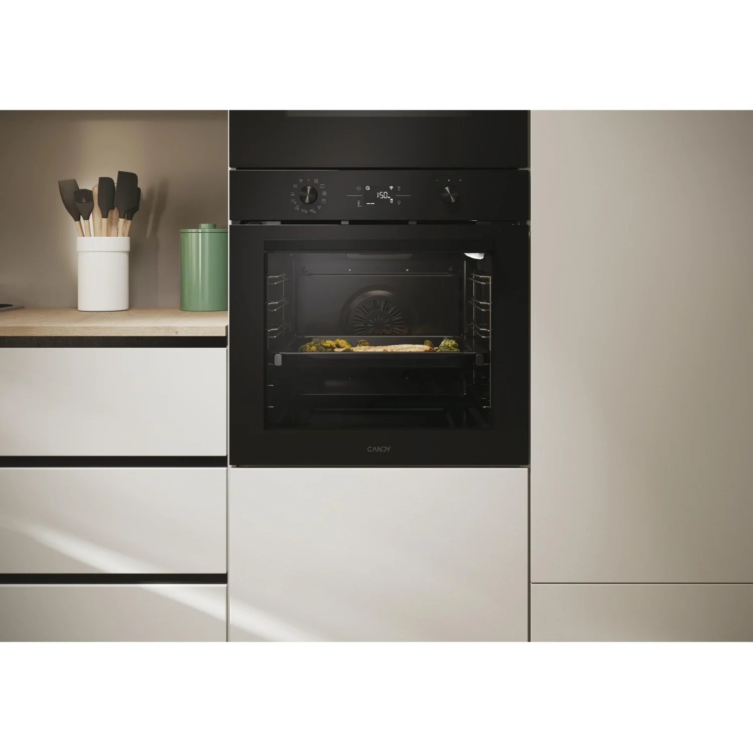 Candy CA6 NP5B3EHTB Multifunktionsbackofen, 3,3 kW, 78 l, Klapptür, 12 Kochfunktionen, WLAN, Energieeffizienzklasse A++ – Schwarz