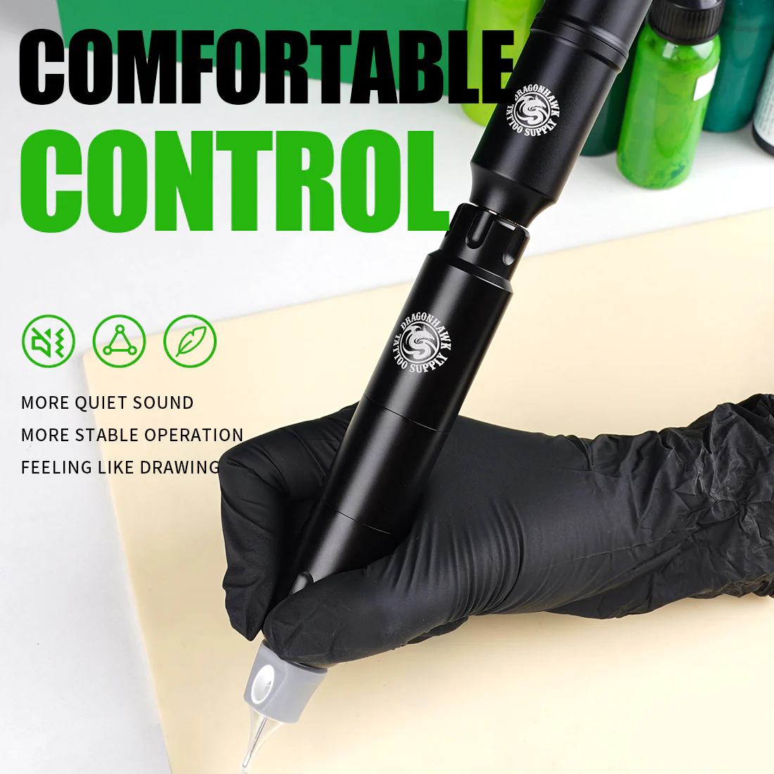 Dragonhawk S12 Tätowiermaschine mit 3,0 mm Hub und kabellosem Akku-Set