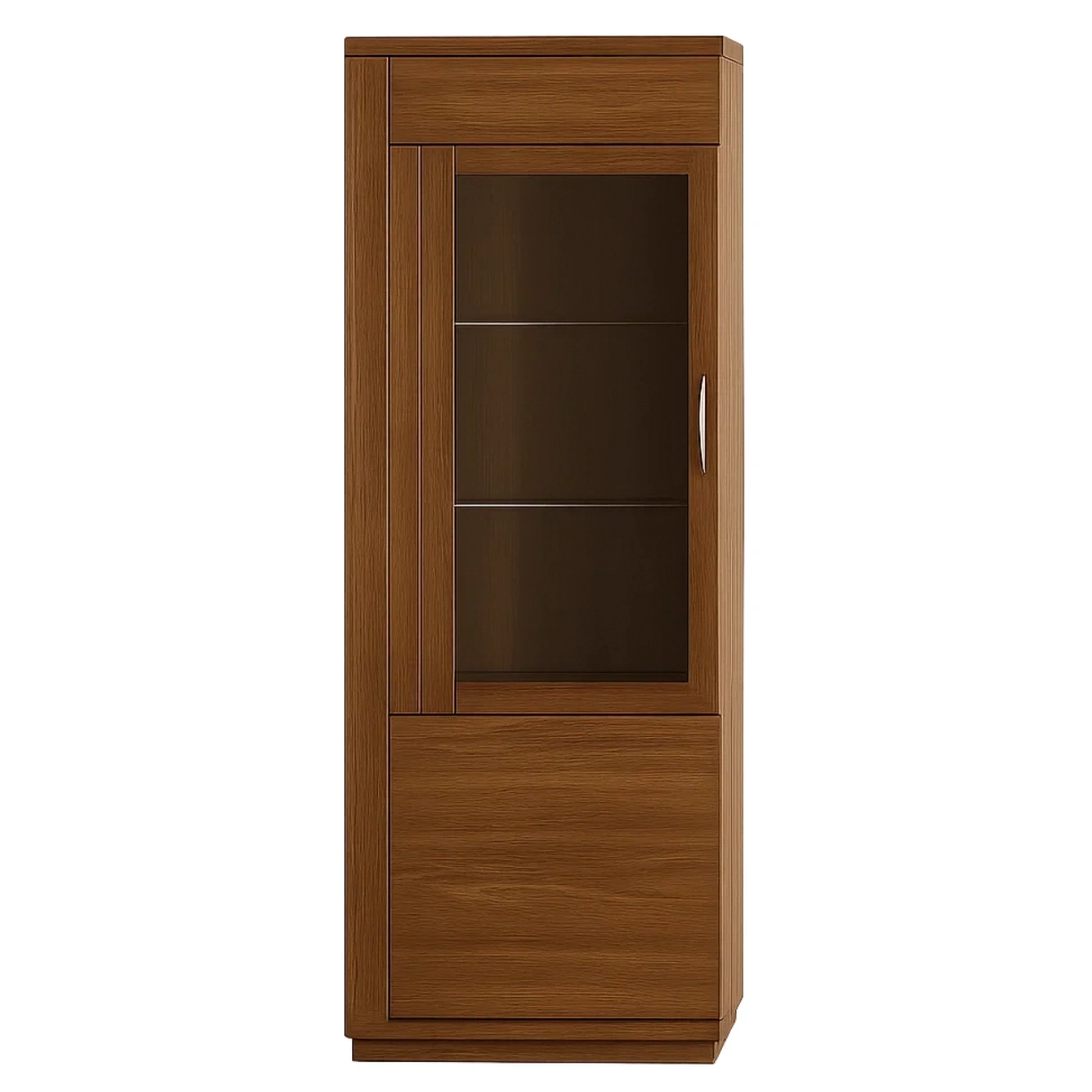 Vitrine à portes vitrées, bois de chêne, couleur marron, montage facile, pour salon ou bureau, 60 x 35 x 160 cm - S08G9xyJVasR