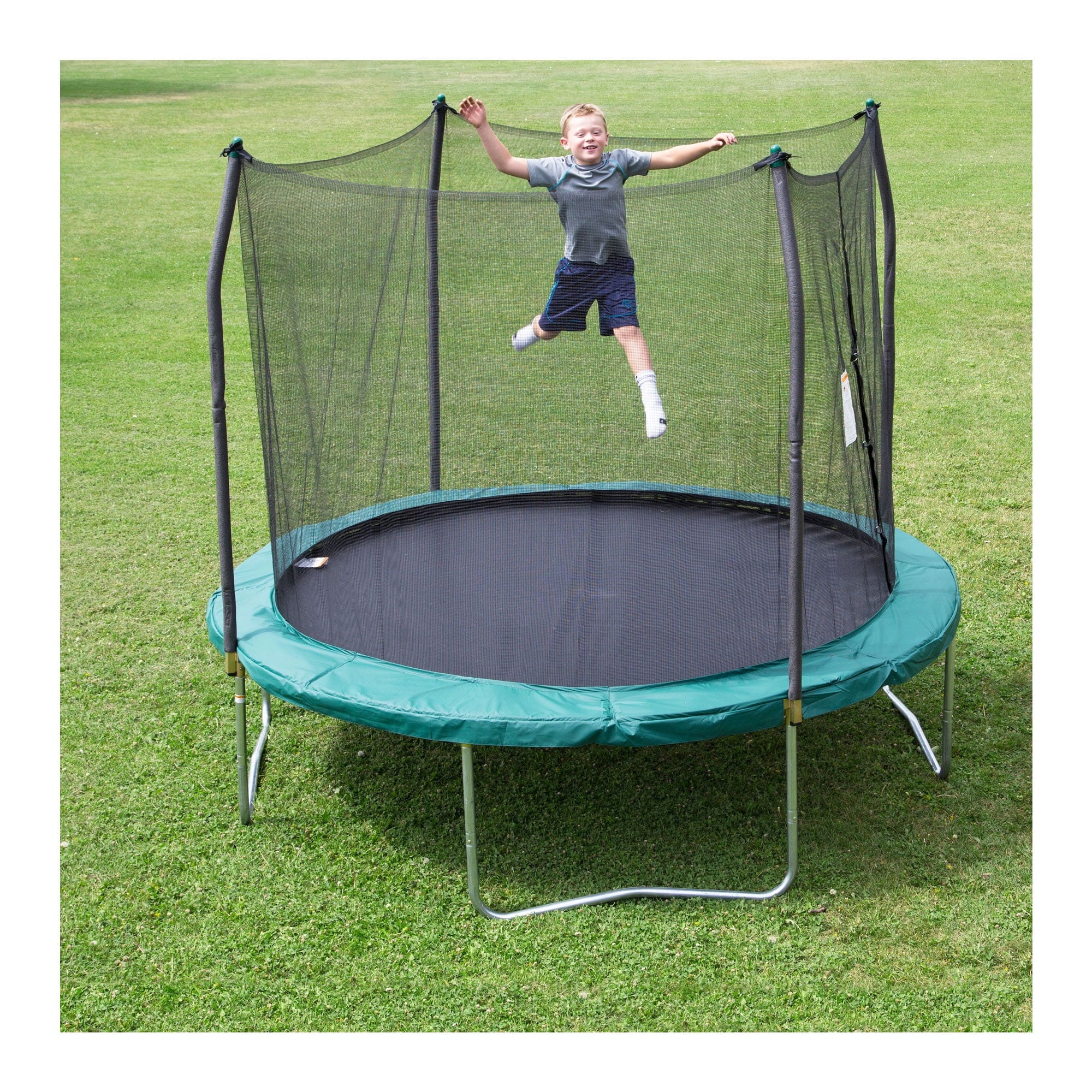 Trampoline rond Skywalker 2025, 3 mètres (10 pieds), avec filet de sécurité. Vert.