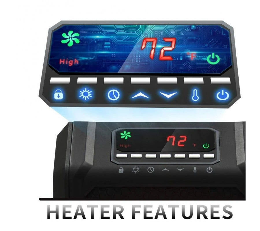 LIFE SMART Infrarot-Heizstrahler mit 6 Quarzheizelementen, LED-Digitalanzeige, Schnellheizfunktion mit Fernbedienung und Timer, Thermostatsystem mit Kipp- und Überhitzungsschutz für Zuhause