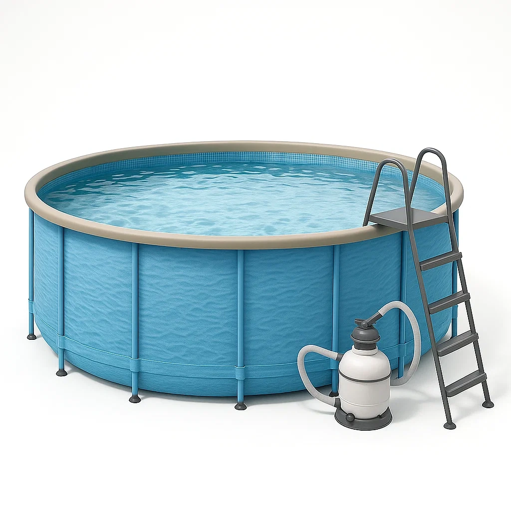 Piscine tubulaire ronde amovible en acier bleu 448 x 105 cm avec filtre et échelle WsIJnfS292YN