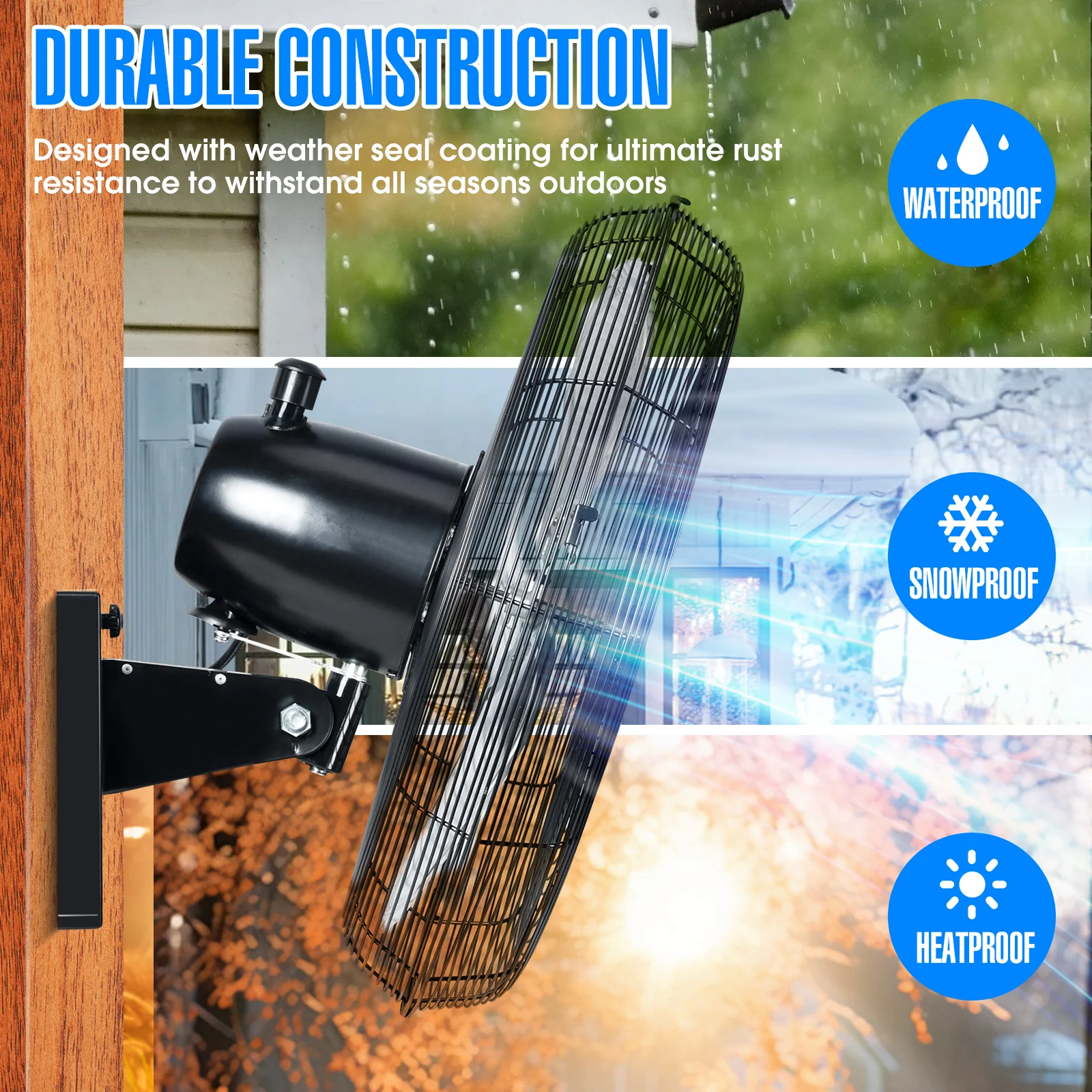 2025 iLIVING 20-Zoll-Hochgeschwindigkeits-Wandventilator mit Oszillation für den Außenbereich – 4750 CFM. Leistungsstarker Motor. Variable Drehzahl. Ideal für Werkstätten, Garagen, Veranden sowie für gewerbliche und industrielle Anwendungen. 20 Zoll.