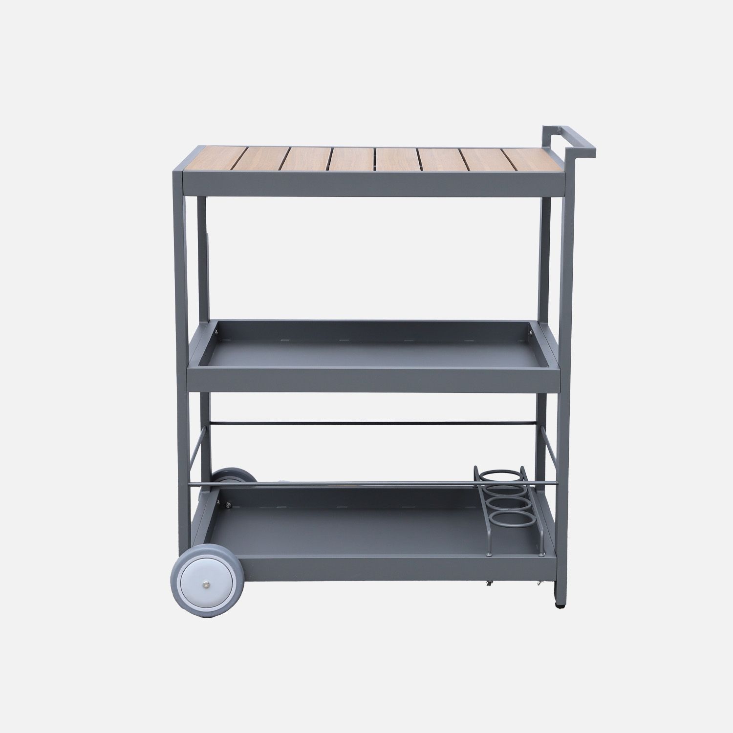 Aluminium-Gartentisch mit Rollen und Griff, 84 cm, Anthrazit