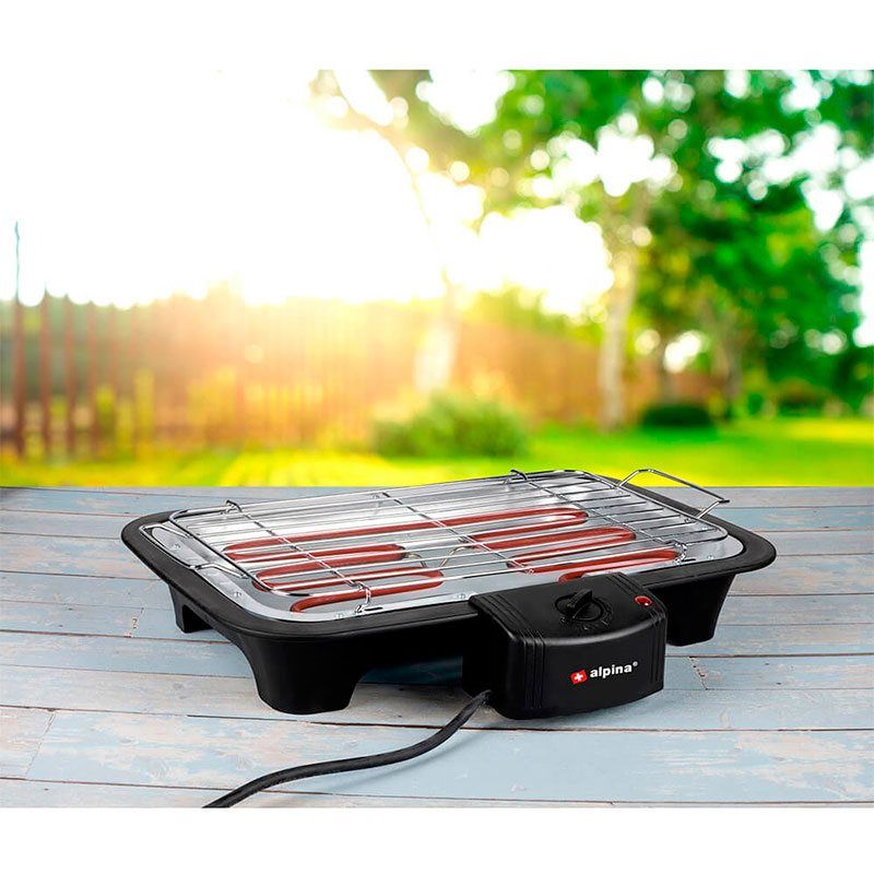 Alpina 2-in-1 Elektrogrill 2000 W Schwarz 60 x 43 x 35 cm