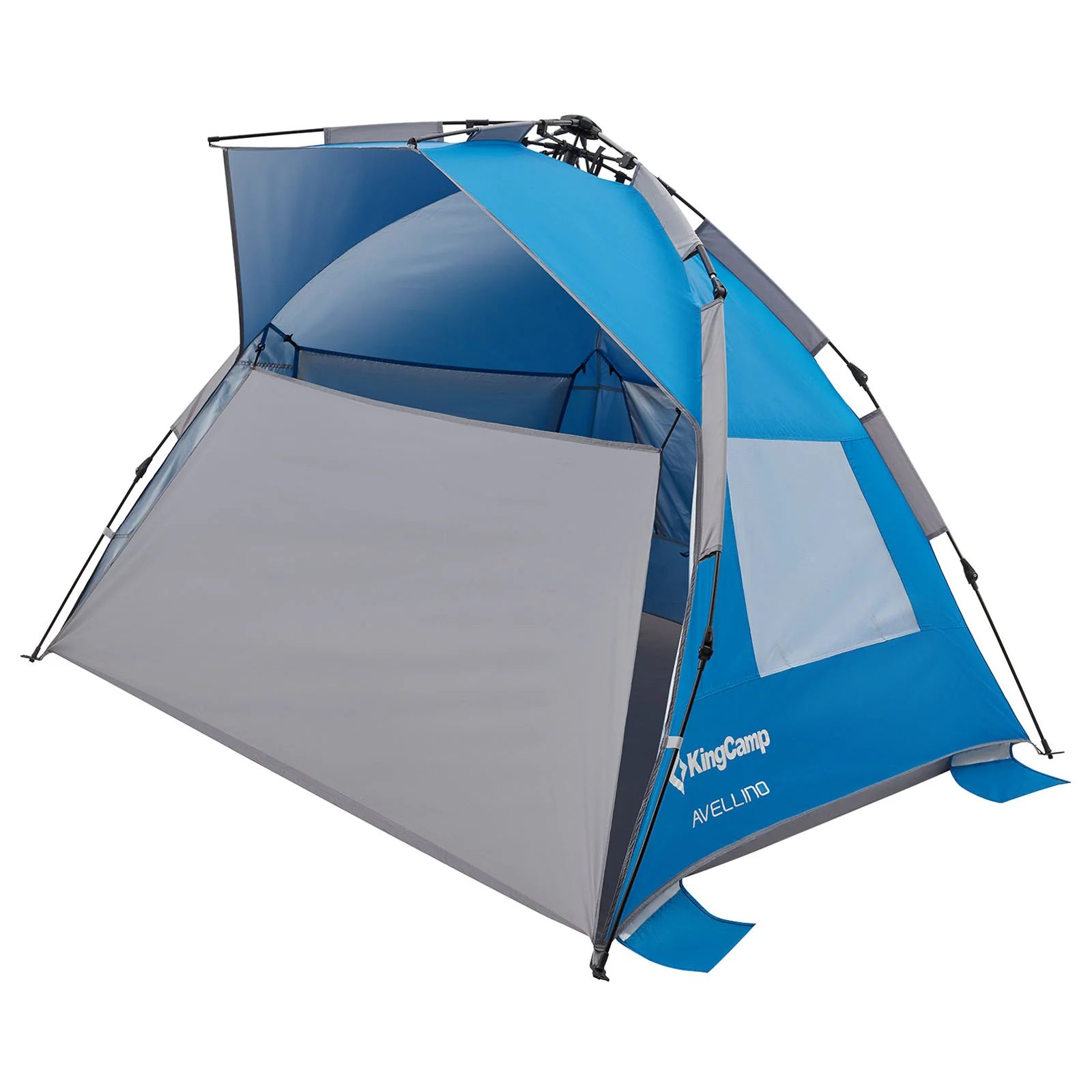 2025 KingCamp Avellino – Automatisches Strandzelt mit UPF50+ Sonnenschutz, Wind- und Sichtschutz, hydraulischer Konstruktion, Sandsäcken und Moskitonetzen an den Fenstern