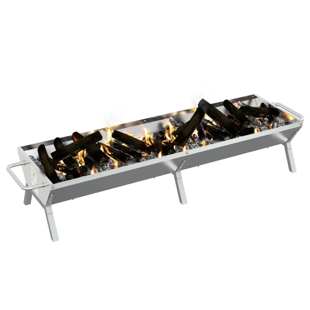 Grillplatte aus Edelstahl, Silber, 158 x 42 x 31 cm, Vidaxl