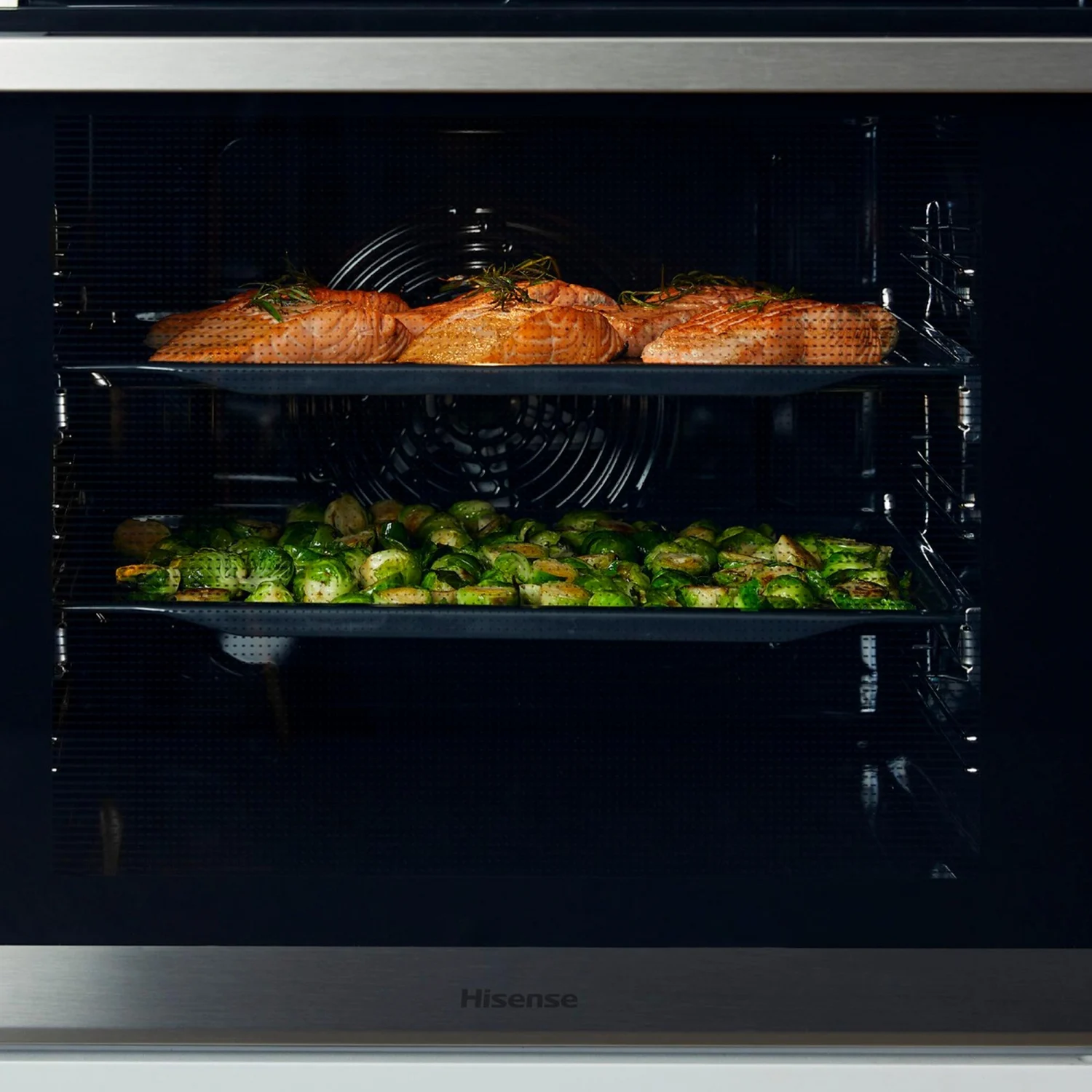 Hisense BSA66334PX Multifunktionsbackofen, 3,5 kW, 77 l, Klapptür, 9 Kochfunktionen, Energieeffizienzklasse A+ – Grau