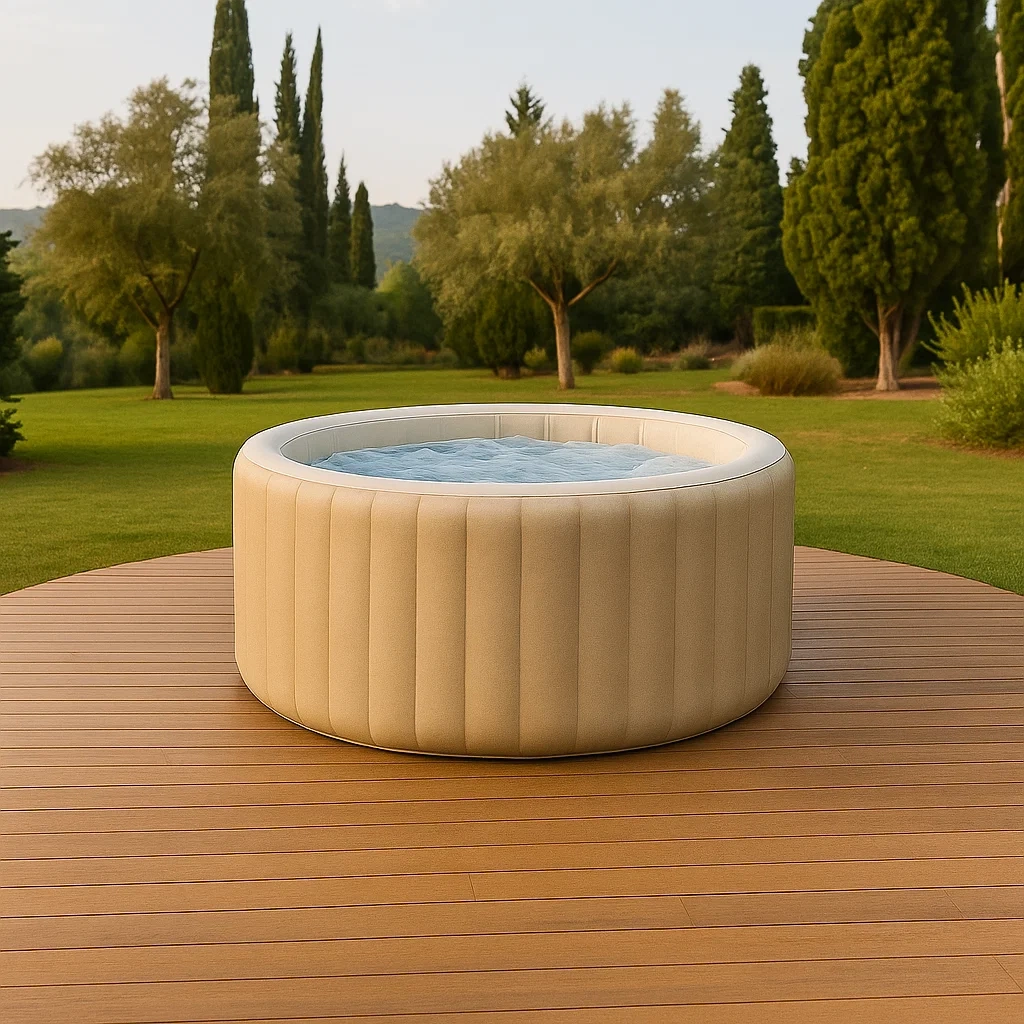 Spa gonflable rond, 4 personnes, PVC, beige, diamètre 180 x 65 cm - L1CPmSMFS8pl