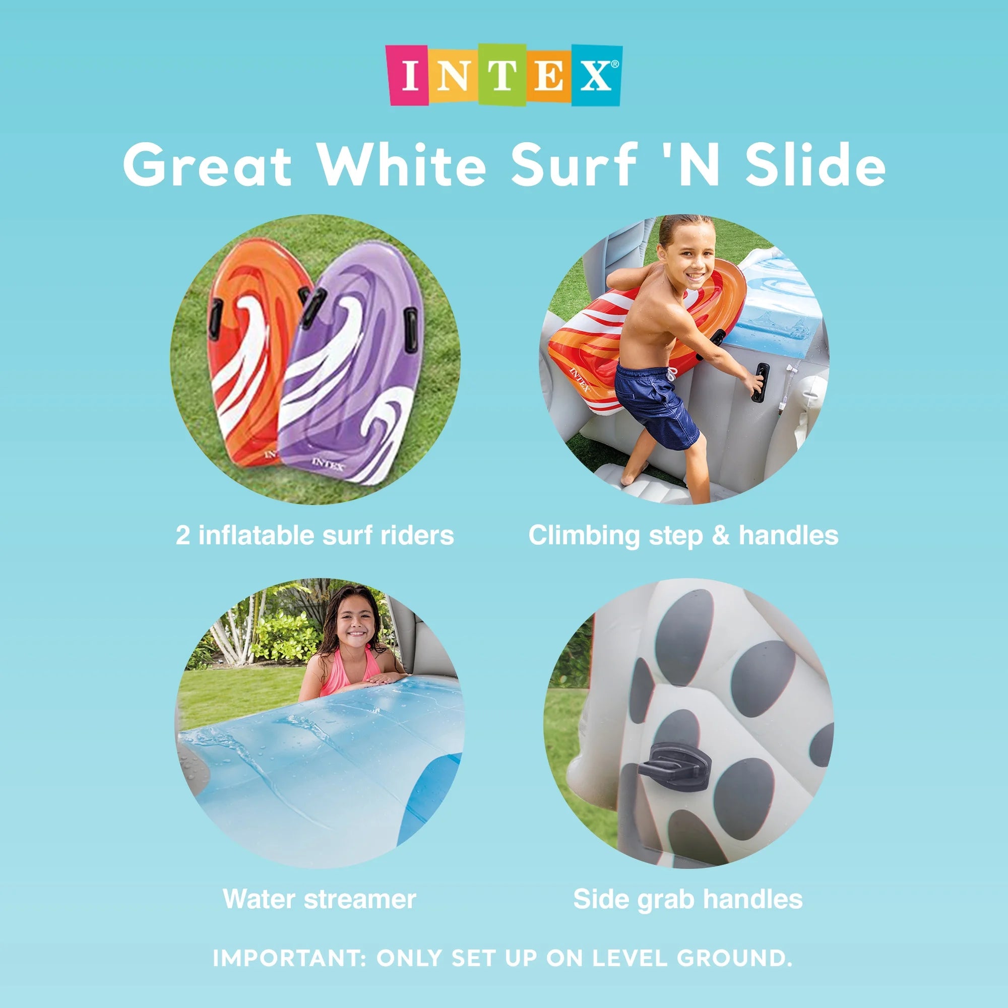 Intex Surf 'N Slide aufblasbare Wasserrutsche und 6-teiliges Reparaturset für Wasserschäden