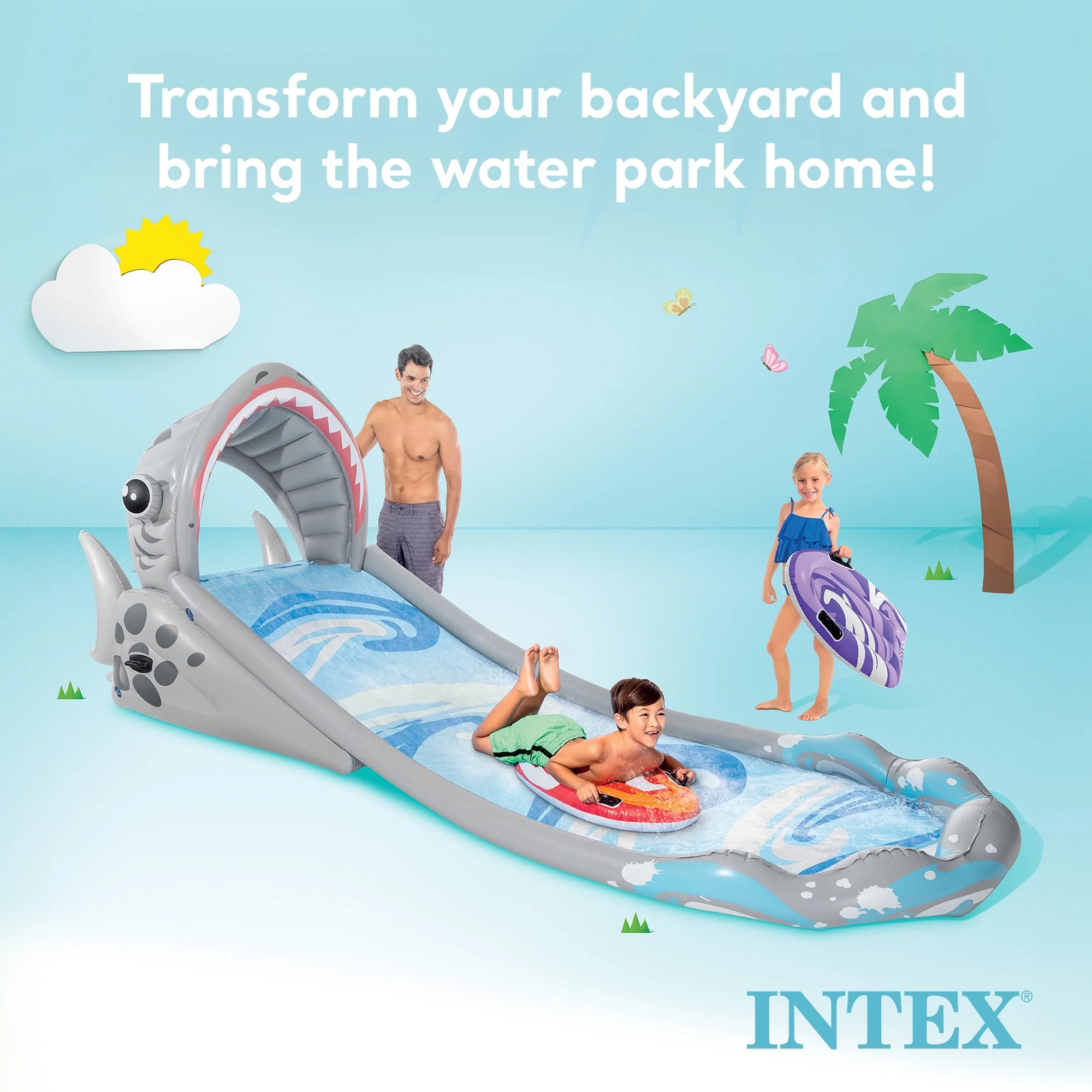 Intex Surf 'N Slide aufblasbare Wasserrutsche und 6-teiliges Reparaturset für Wasserschäden