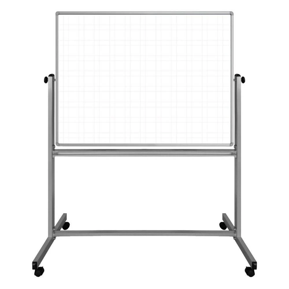 2025 Dobbeltsidet magnetisk mobil whiteboardtavle med spøgelsesgitter (117 cm x 91 cm)