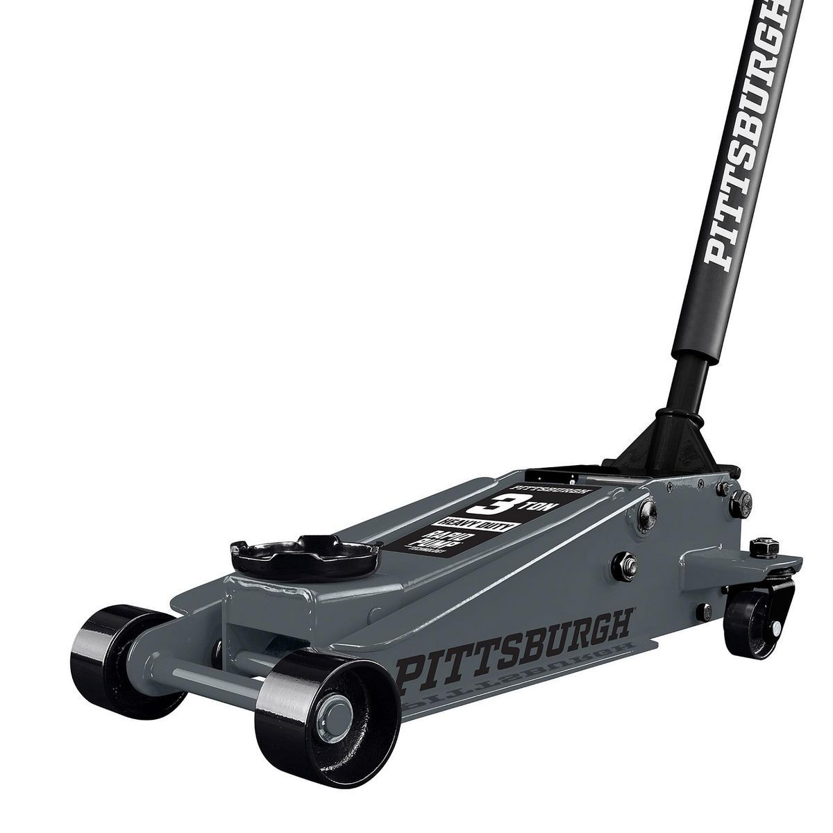 Cric hydraulique de sol PITTSBURGH 3 tonnes avec pompe rapide (2025). Gris ardoise.