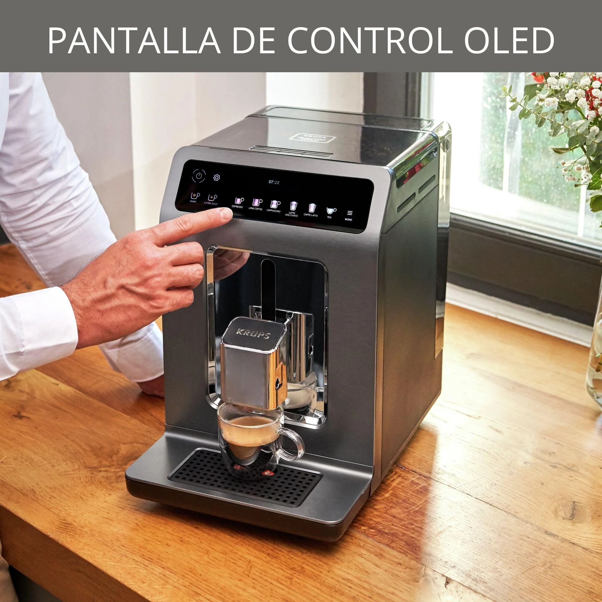 Krups Intuition Experience 2025 – Kaffeevollautomat. Farb-Touchscreen. Kontrollleuchten. 17 individuell anpassbare Getränke. Eigene Rezepte. Edelstahl.