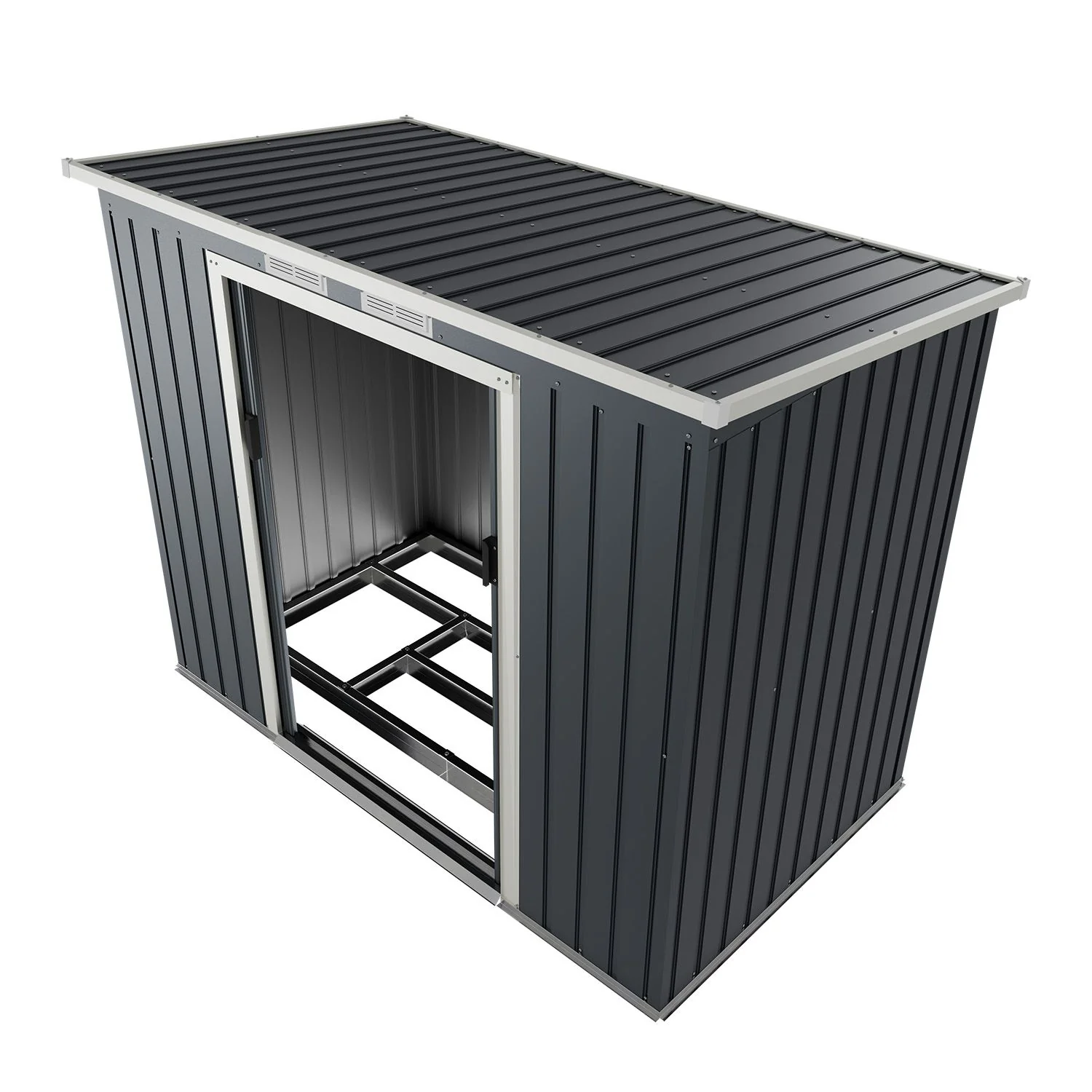 Abri de jardin en métal vert foncé 2025, modèle M avec toit incliné