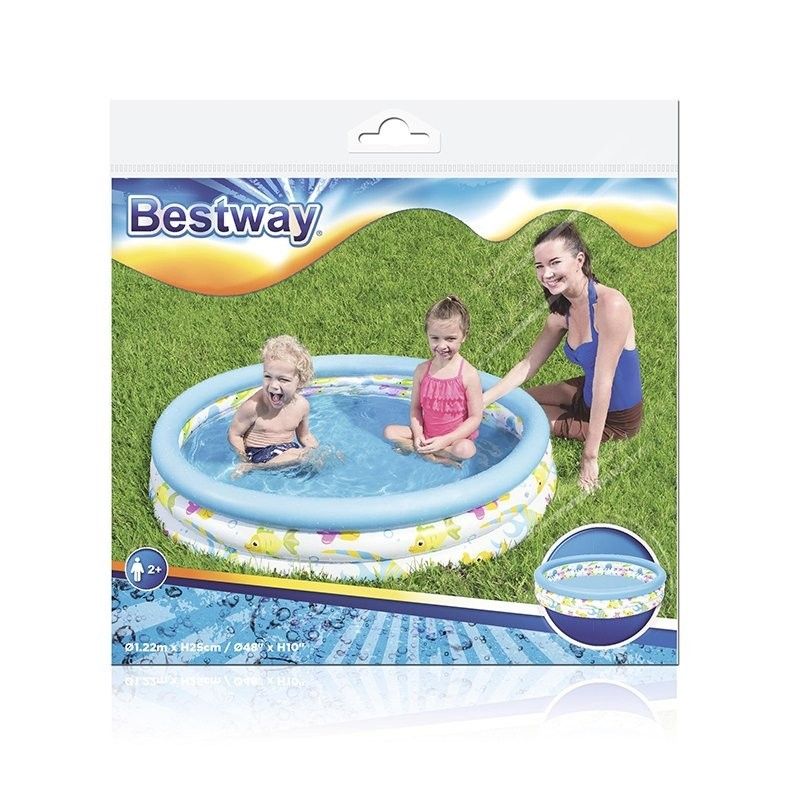 Bestway aufblasbares Kinderbecken 3 Ringe Koralle 122x25 cm +2 Jahre Garten 51226