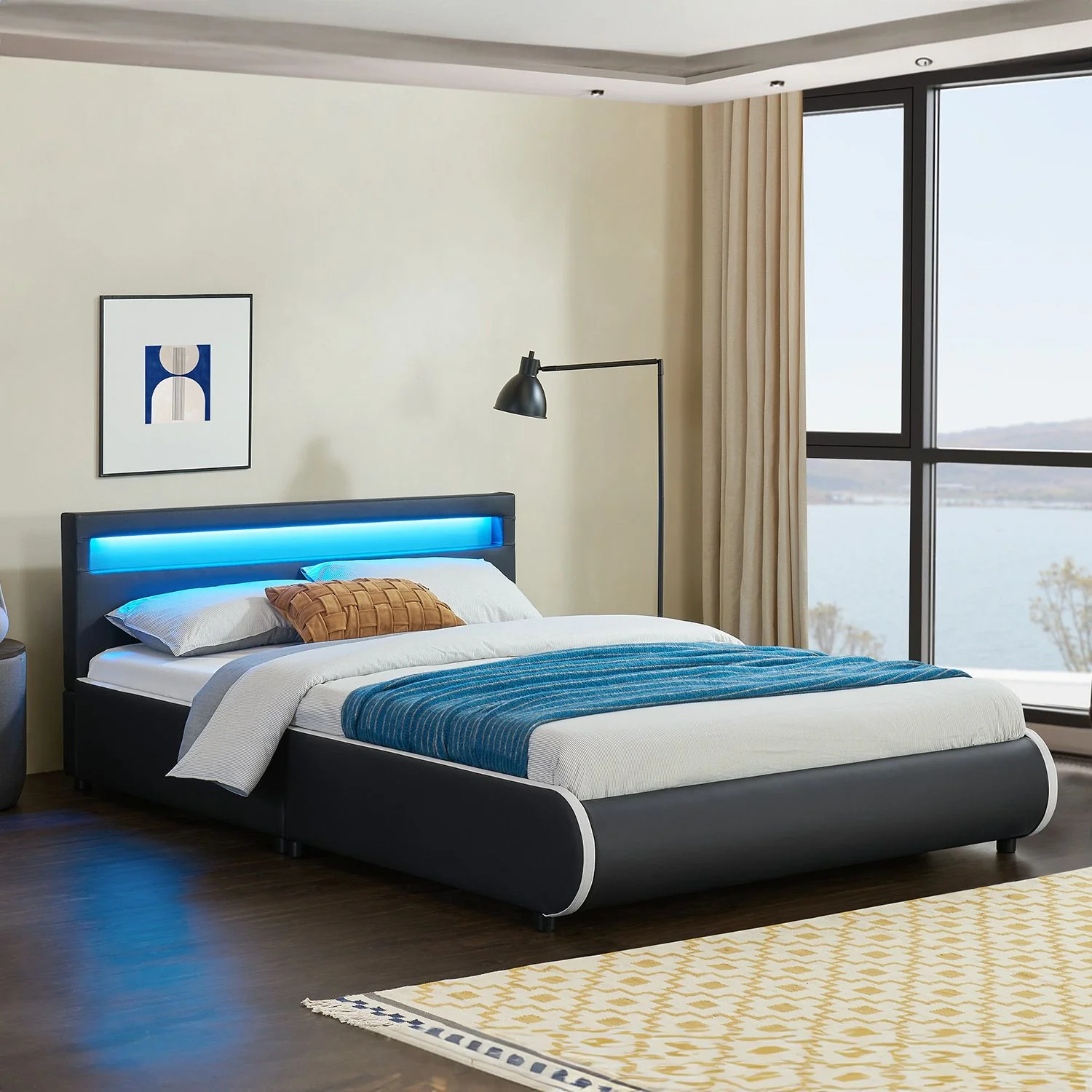 Lit capitonné Séville 2025, 140 x 200 cm, blanc