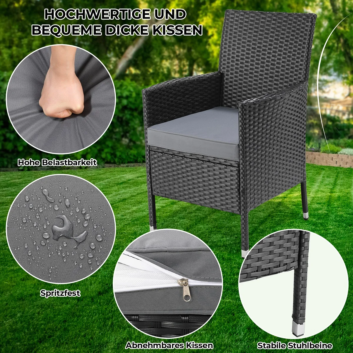 Ensemble de mobilier de jardin en rotin 3 pièces 2025 – Ensemble de sièges élégant pour balcon, terrasse et jardin