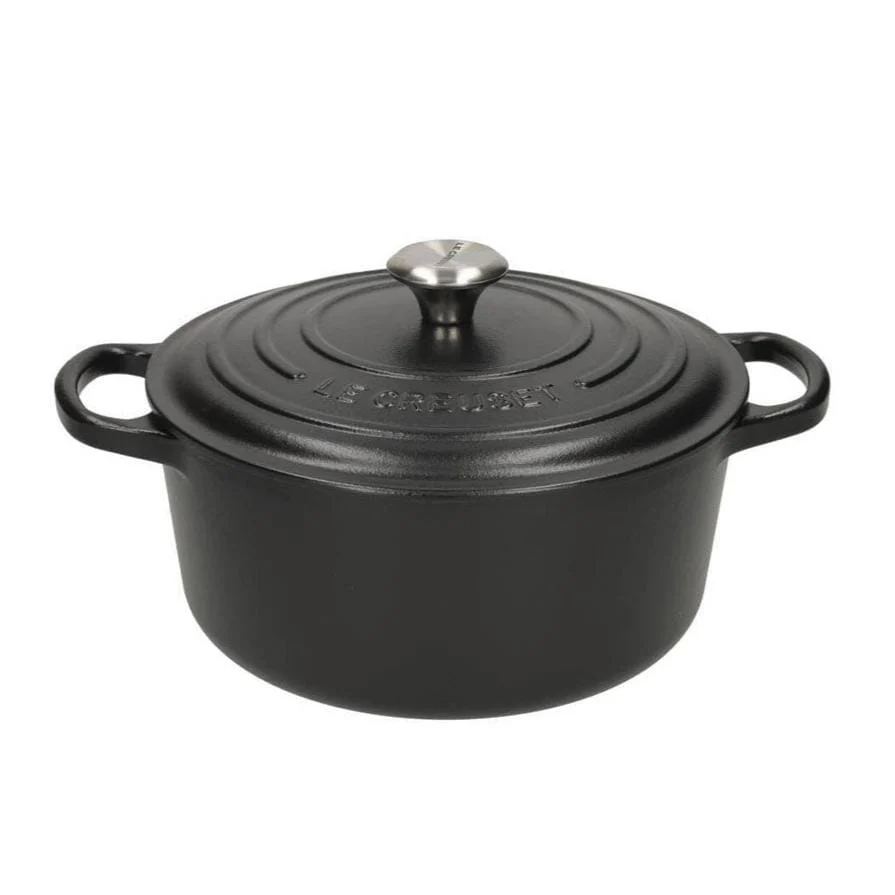 2025 Le Creuset - Signature Rund Gryde/Stegepande Mat Sort 18 cm 1,8 l (sort inderside)