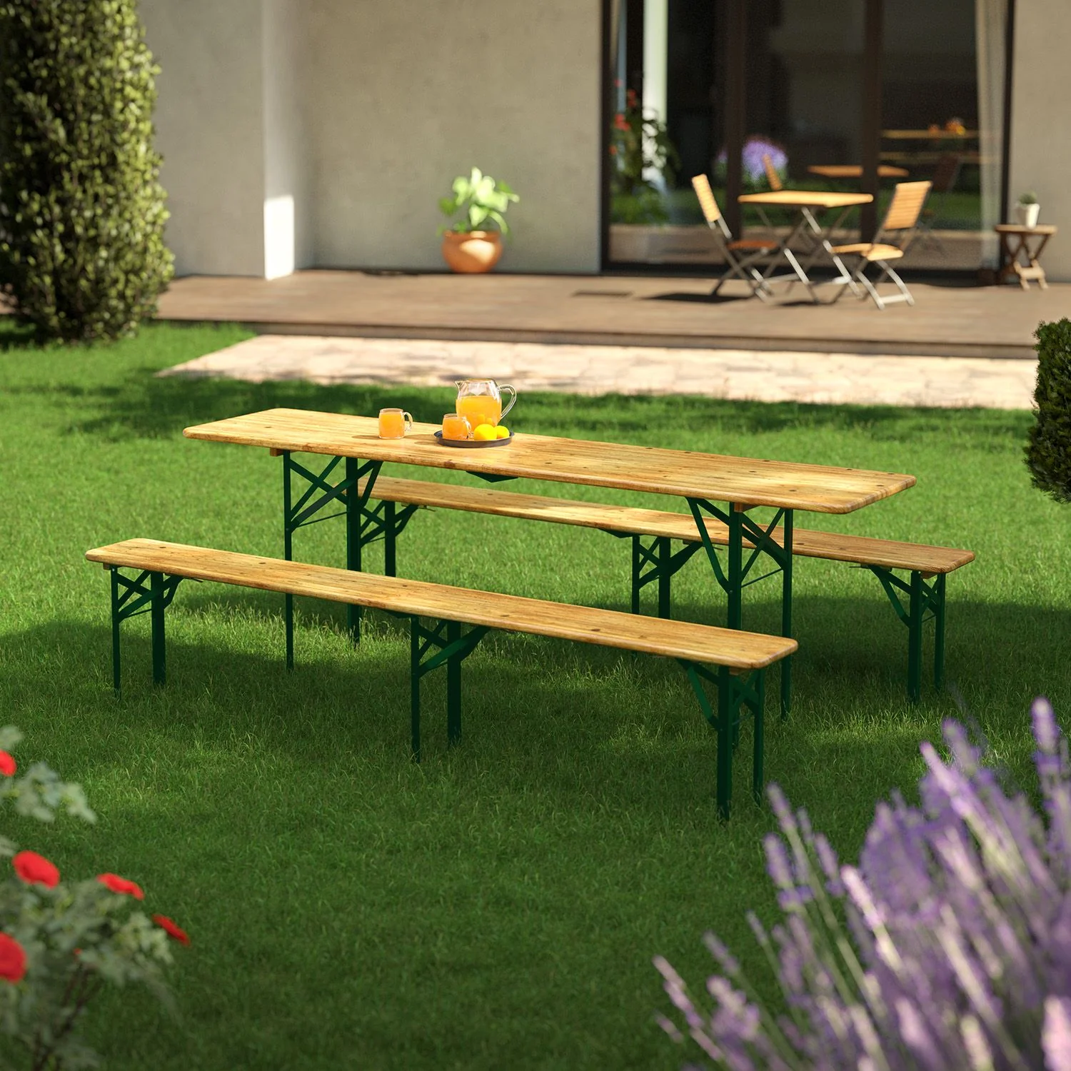 Ensemble de mobilier de fête pliable Amberg 2025, 180 x 74 x 74 cm