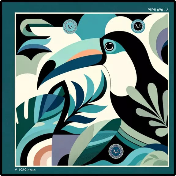 Toucan Large Square Silk Scarf | Blue (90 × 90 cm)