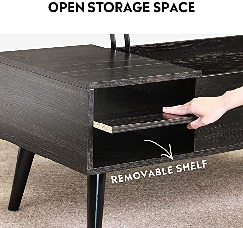 WLIVE Couchtisch mit Hubtischplatte, verstecktem Fach und verstellbarer Ablagefläche