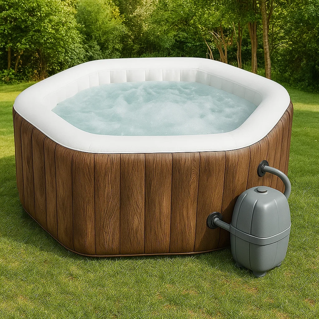 Spa gonflable 180x180x71 cm 4 personnes octogonal couleur bois iMqXTjX353bQ