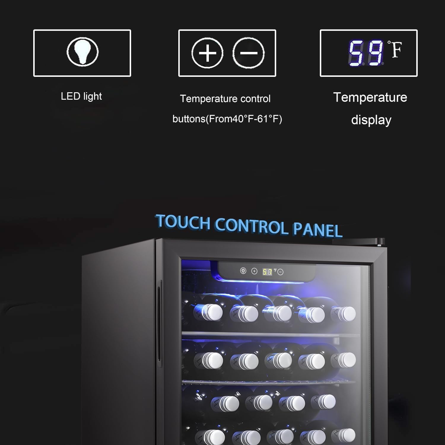 Cave à vin/réfrigérateur à boissons Antarctic Star 36 bouteilles, mini-cave à vin, réfrigérateur à bière et soda, fonctionnement silencieux avec compresseur, température réglable, autonome, noir, 4,4 pi³