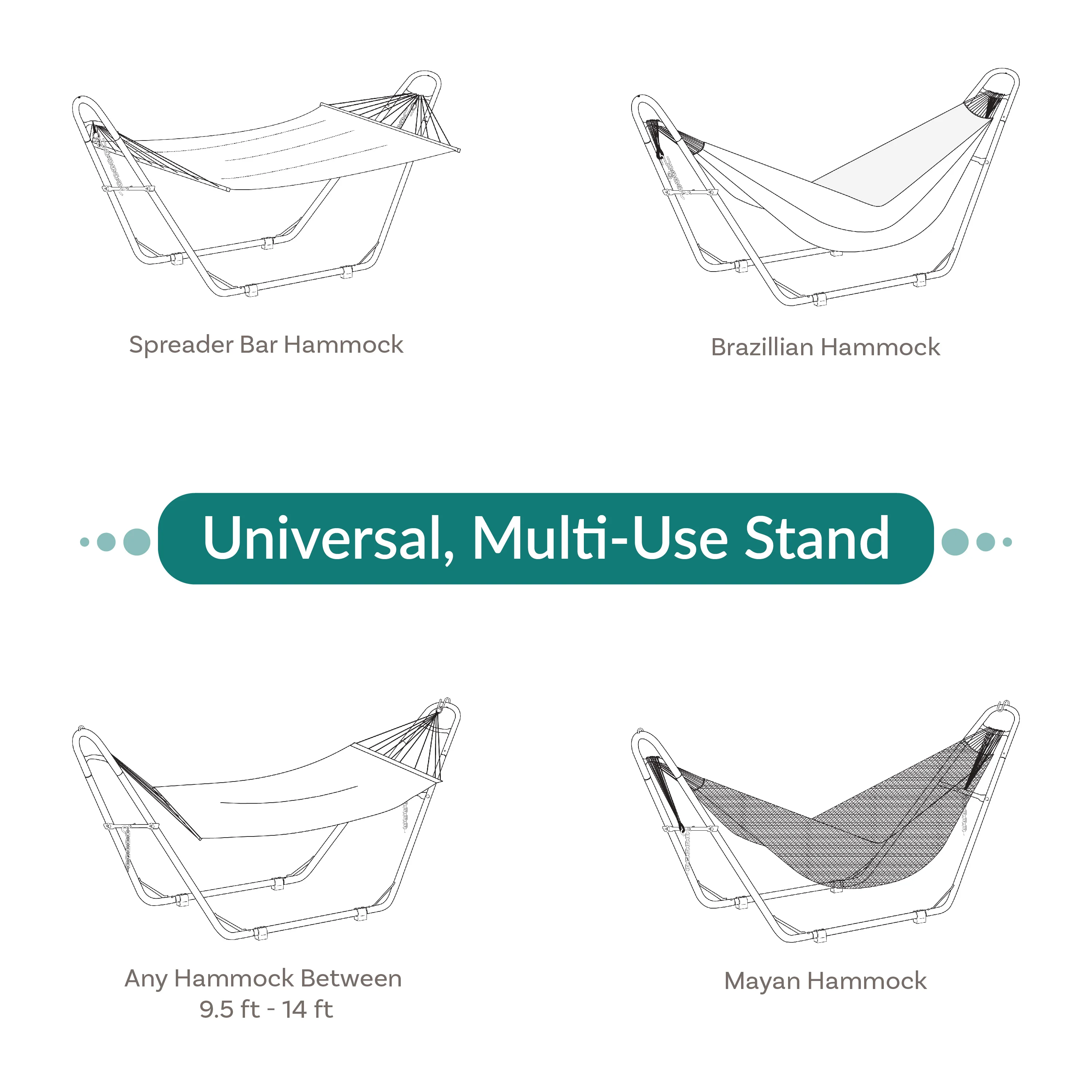 2025 Sunnydaze Forstærket Universal Multifunktionelt Hængekøjestativ