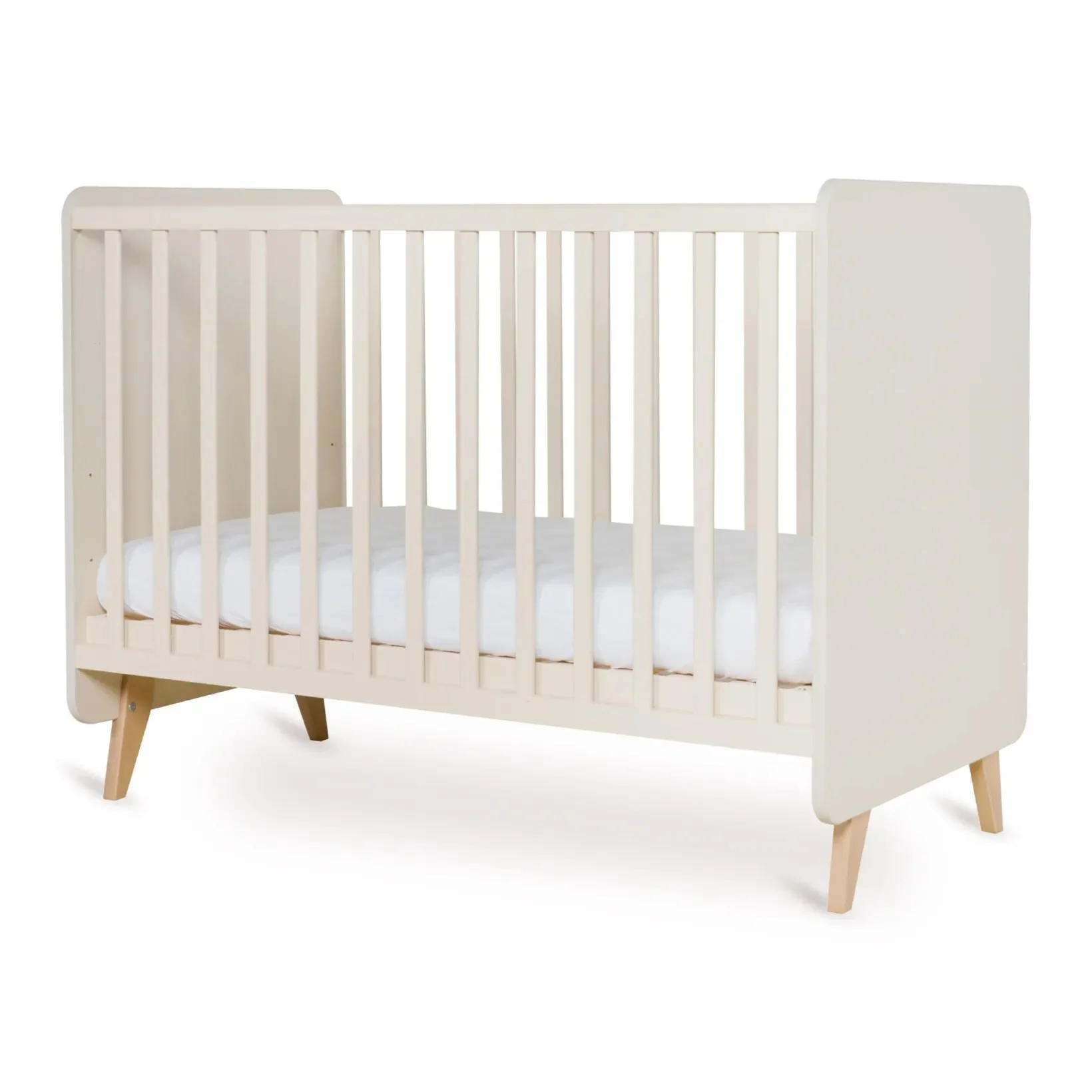 2025 Quax Loft Tremmeseng – Skandinavisk design. Højdejusterbar lamelbund | 60x120 cm | Grå- og bøgetræ | FSC-certificeret | Med lamelbund. Uden madras