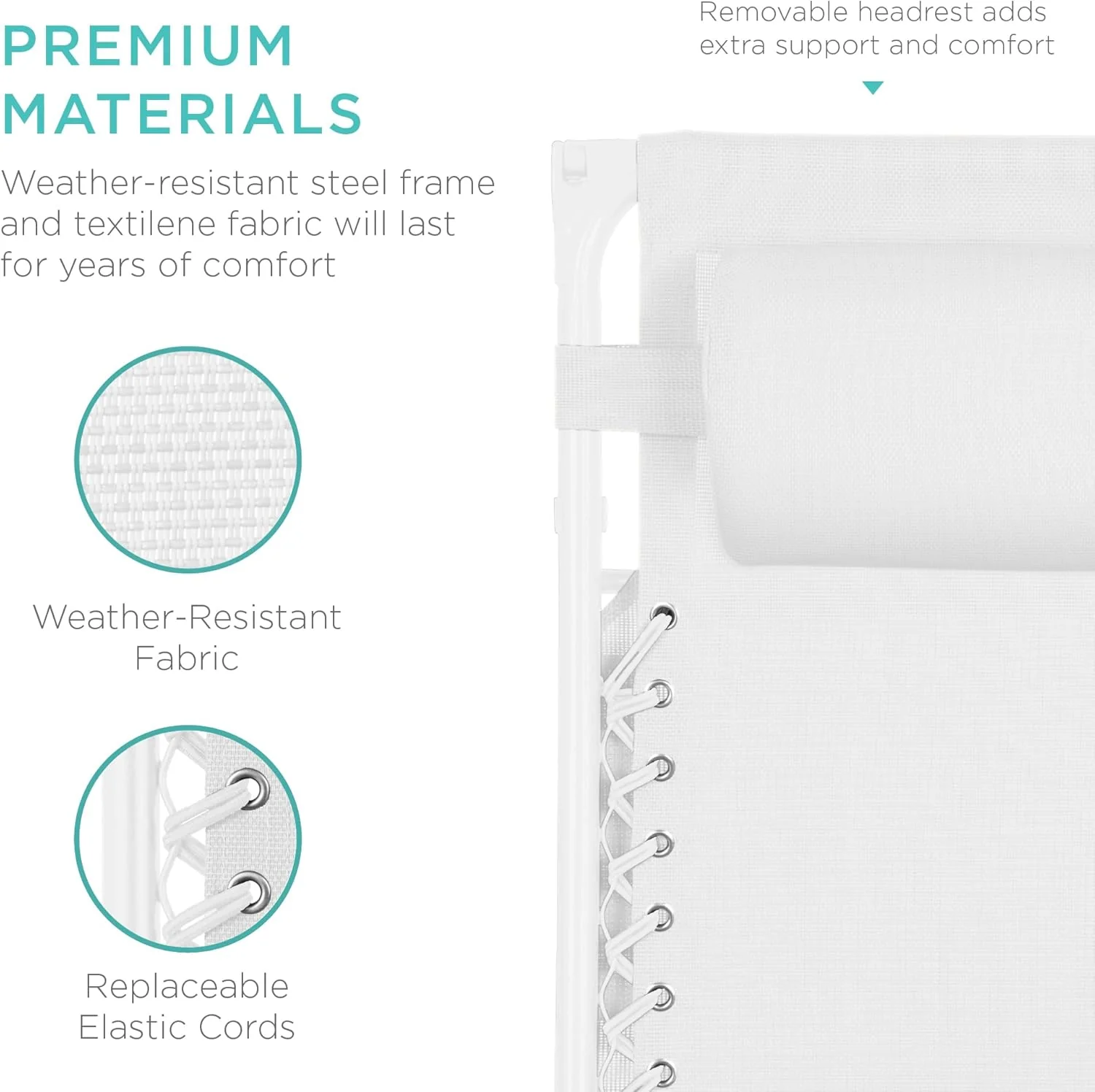 Bedste valg – Zero Gravity-lænestol til terrassen. Justerbar og foldbar udendørsstol med baldakin, nakkepude og sidebakke. Textilene – Påfugleblå