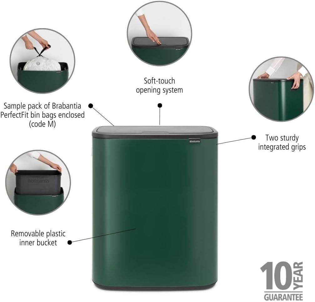 Brabantia Abfalleimer, Stahl matt, Anti-Fingerprint, 2 x 30 l