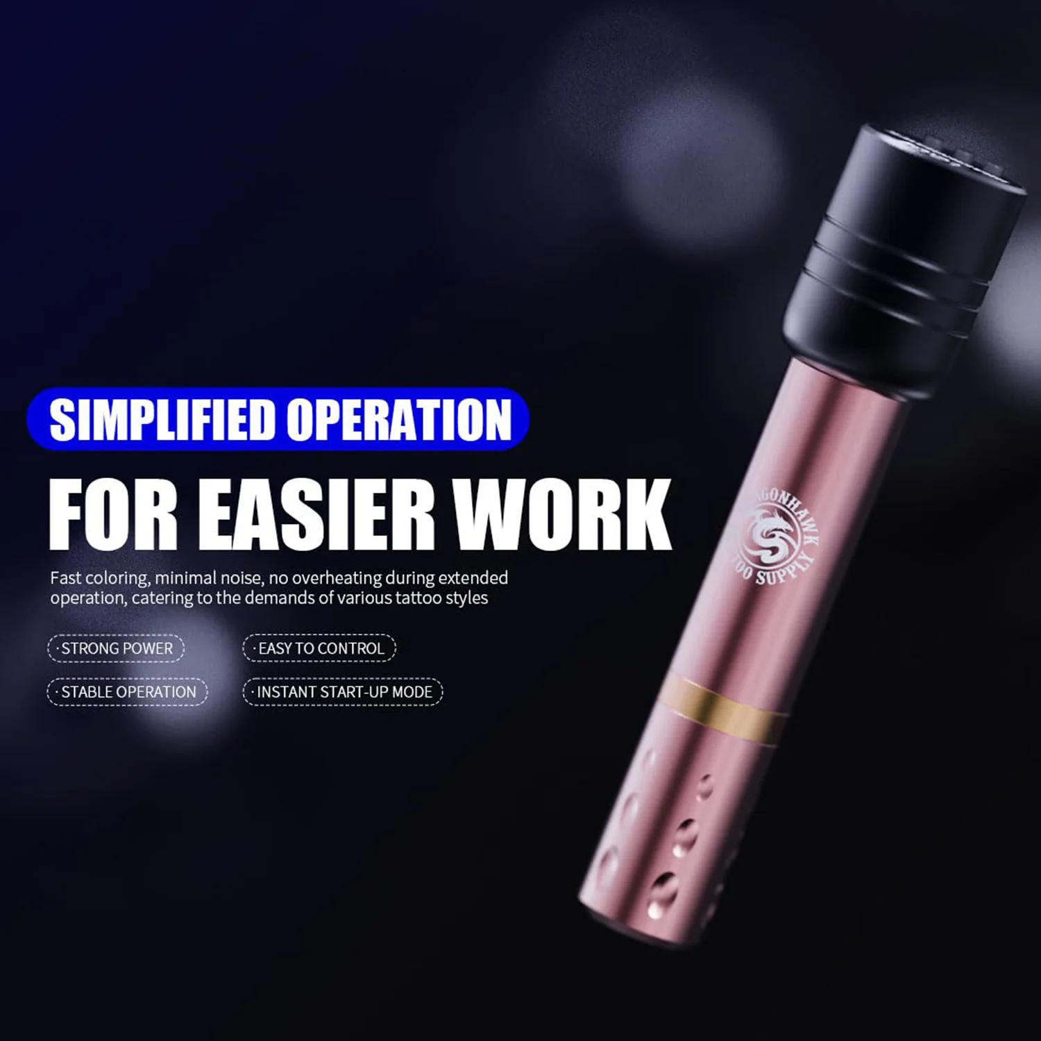 Stylo de tatouage Dragonhawk S6 Pro avec kit de batterie sans fil