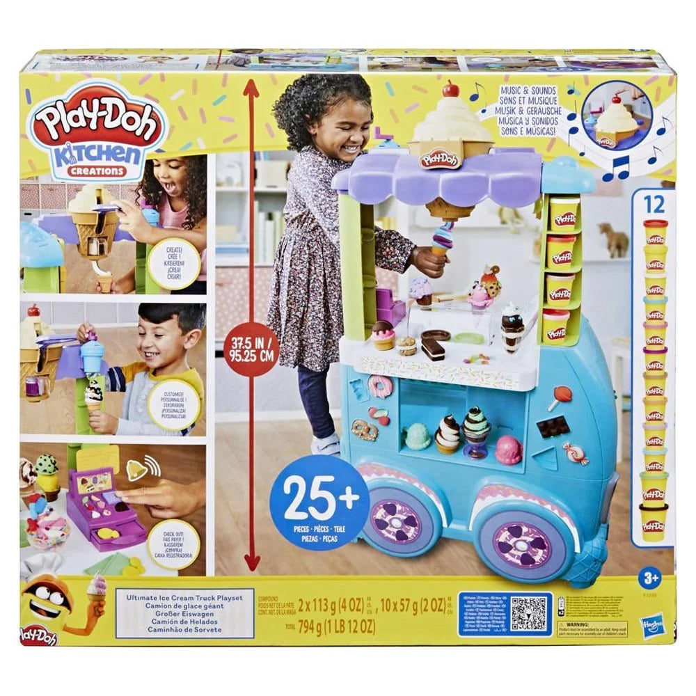 Camion de glaces Play-Doh Ultimate Kitchen Creations 2025 avec 27 accessoires, 12 pots et des sons réalistes
