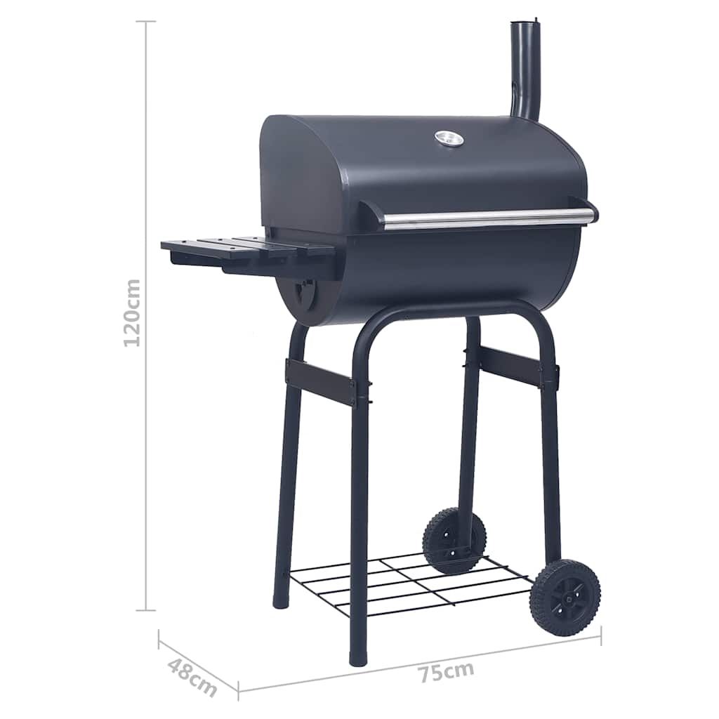 Schwarzer Holzkohlegrill mit Smoker und unterer Ablage (vidaxl)