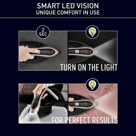 2025 Tefal GV9820G0 Pro Express Vision – Dampfbügelstation in Schwarz und Gold – Beleuchten Sie Ihr Bügeln