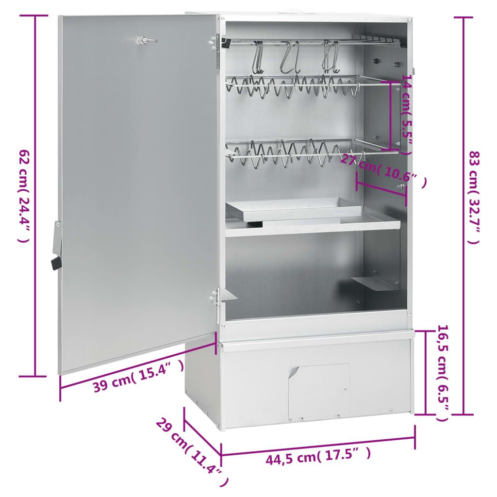 Four fumoir pour barbecue Vidaxl avec générateur de fumée froide en acier galvanisé