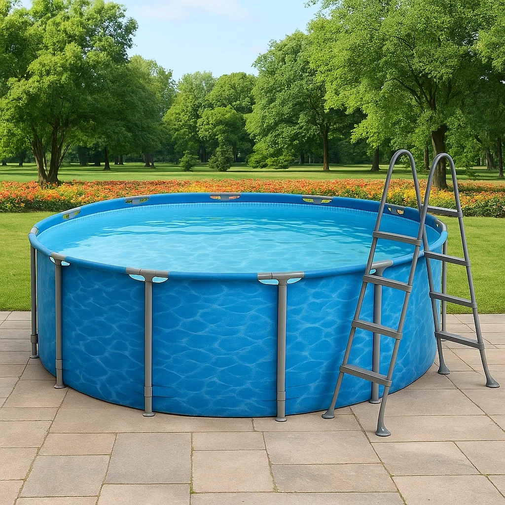 Piscine tubulaire ronde amovible 298 x 96 cm, couleur bleue, avec filtre et échelle OXVHYJL254Ei