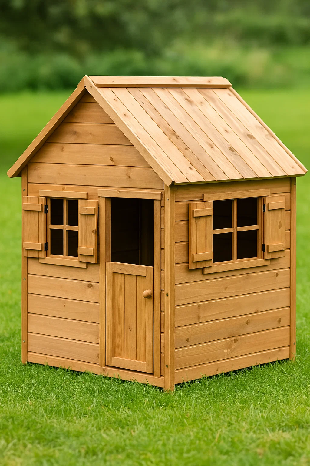 Cabane de jardin en bois naturel pour enfants avec fenêtres et porte, 130 x 110 x 145 cm uEtbQBR135Ff
