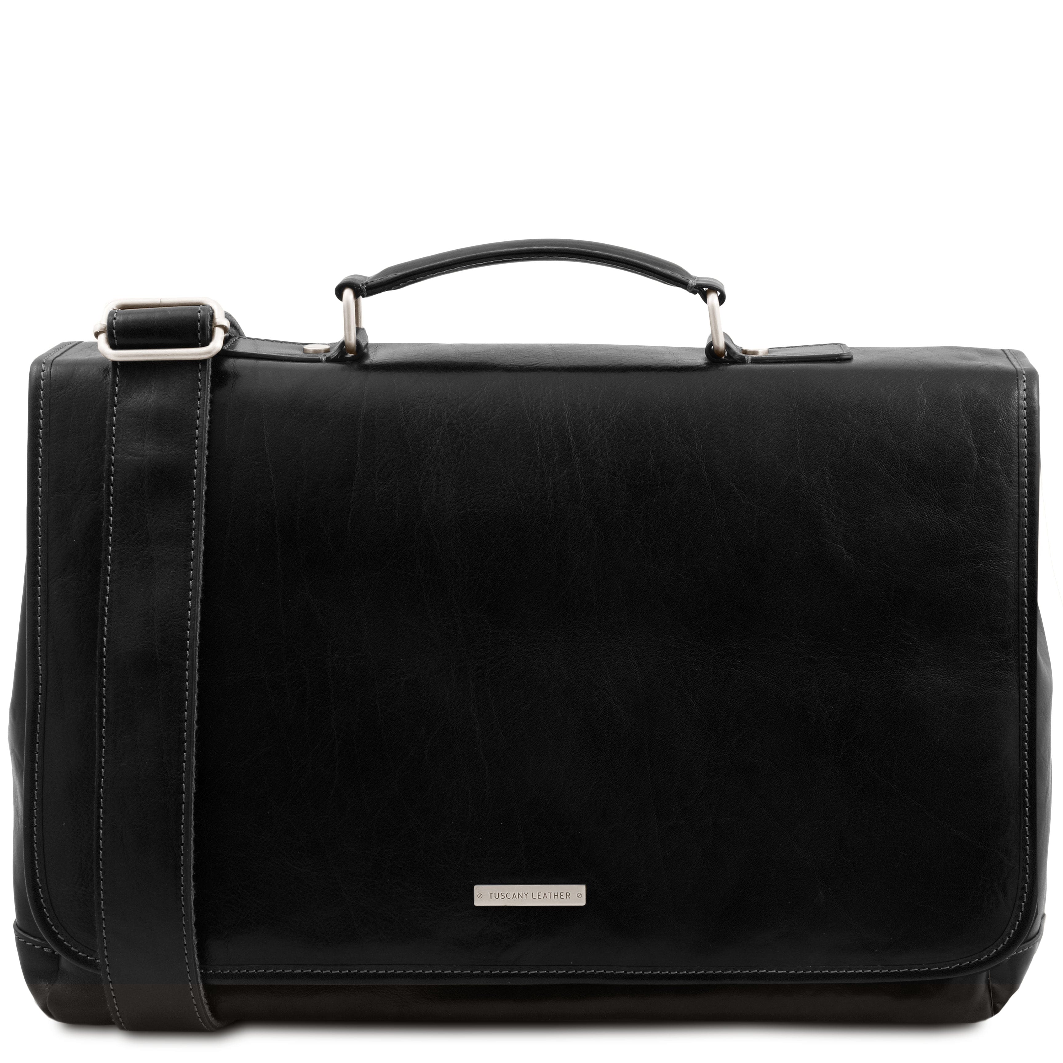 Mantova - Leather multi compartment briefcase with flap | TL142068 messenger bag