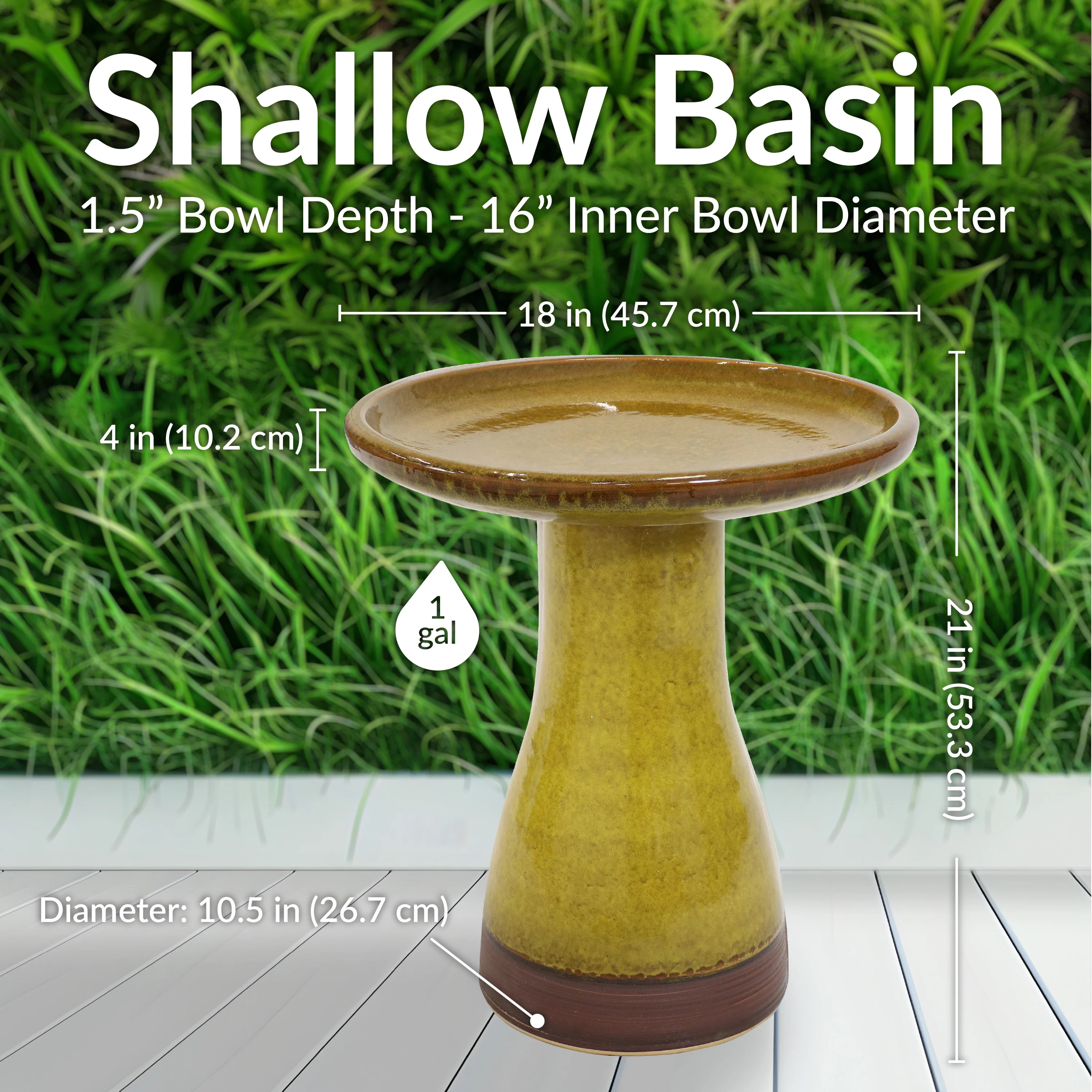 2025 Sunnydaze Tofarvet Glaseret Keramik Udendørs Fuglebad