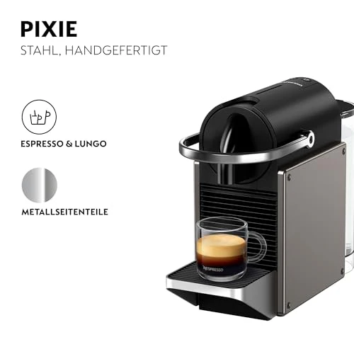 Machine à café à capsules Krups Nespresso Pixie (nouveau design 2025) | Espresso et Lungo | Style industriel | Faible consommation d'énergie | Arrêt automatique | Plateau réglable | Capsules recyclables | Modèle XN306T