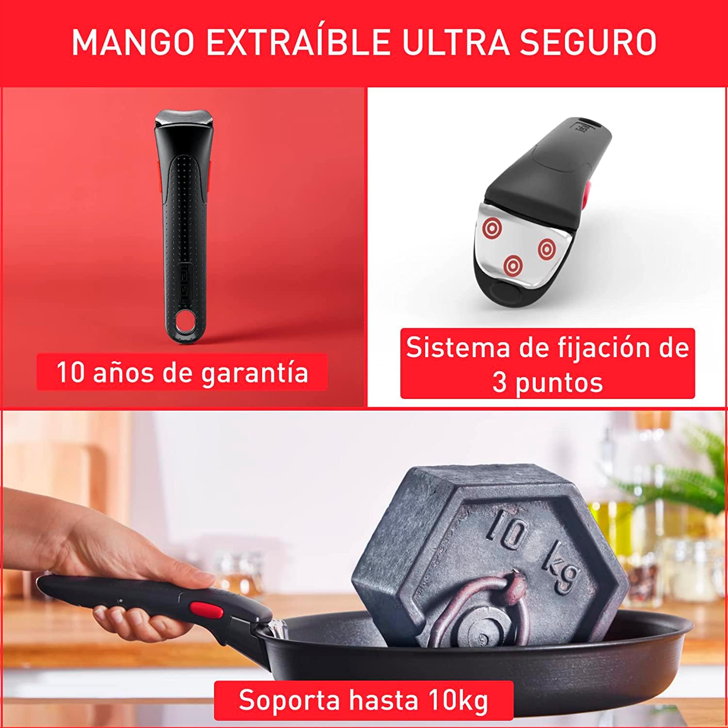 Tefal Ingenio Unlimited On – 3er-Set Töpfe (16/18/20 cm) + abnehmbarer Griff | Induktionsgeeignet, antihaftbeschichtet, mit Titanbeschichtung, Thermo-Signal, PFOA-frei, spülmaschinen- und ofenfest