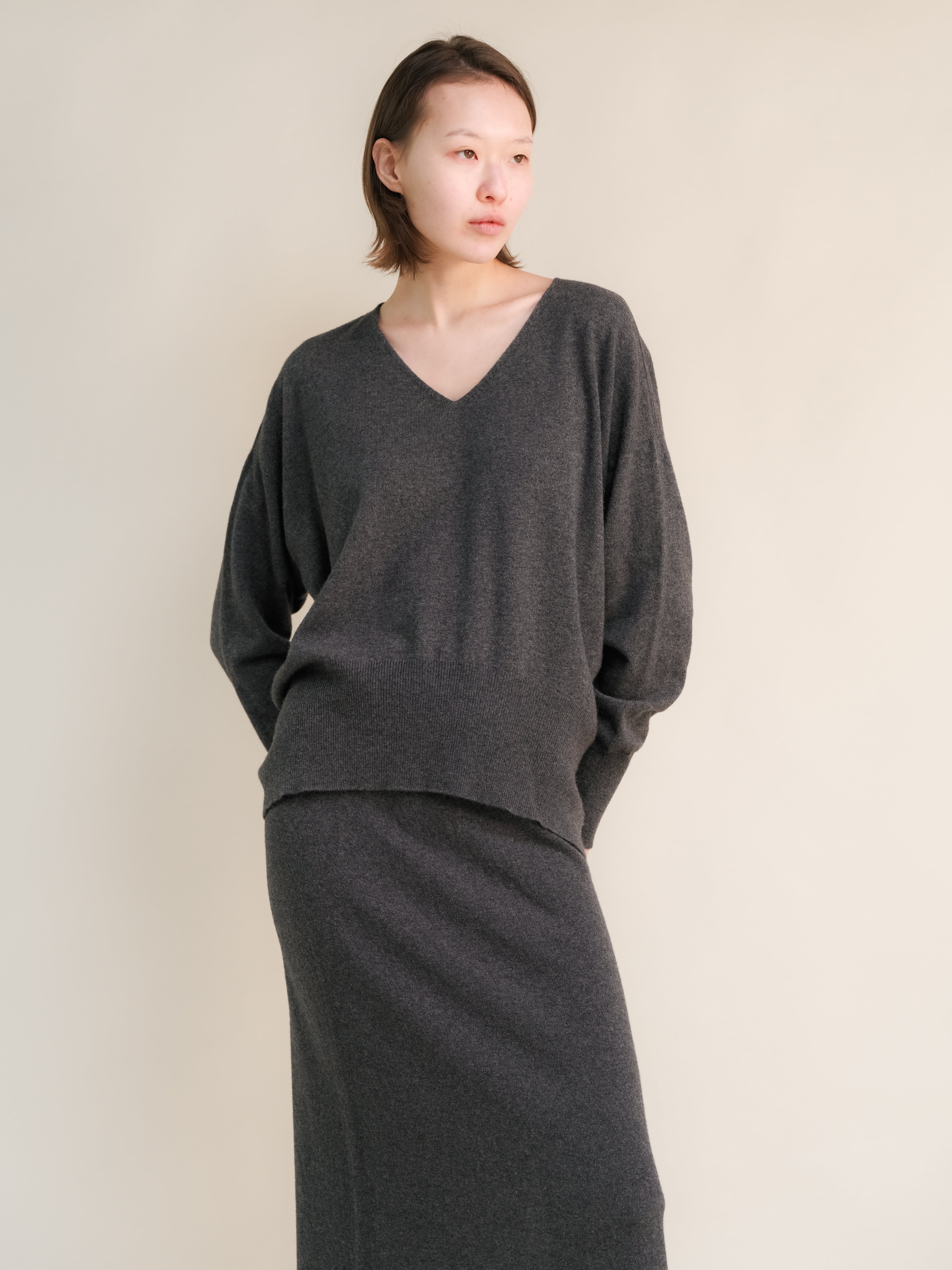 Wool & Cashmere Mix Maxi V-Neck Sweater