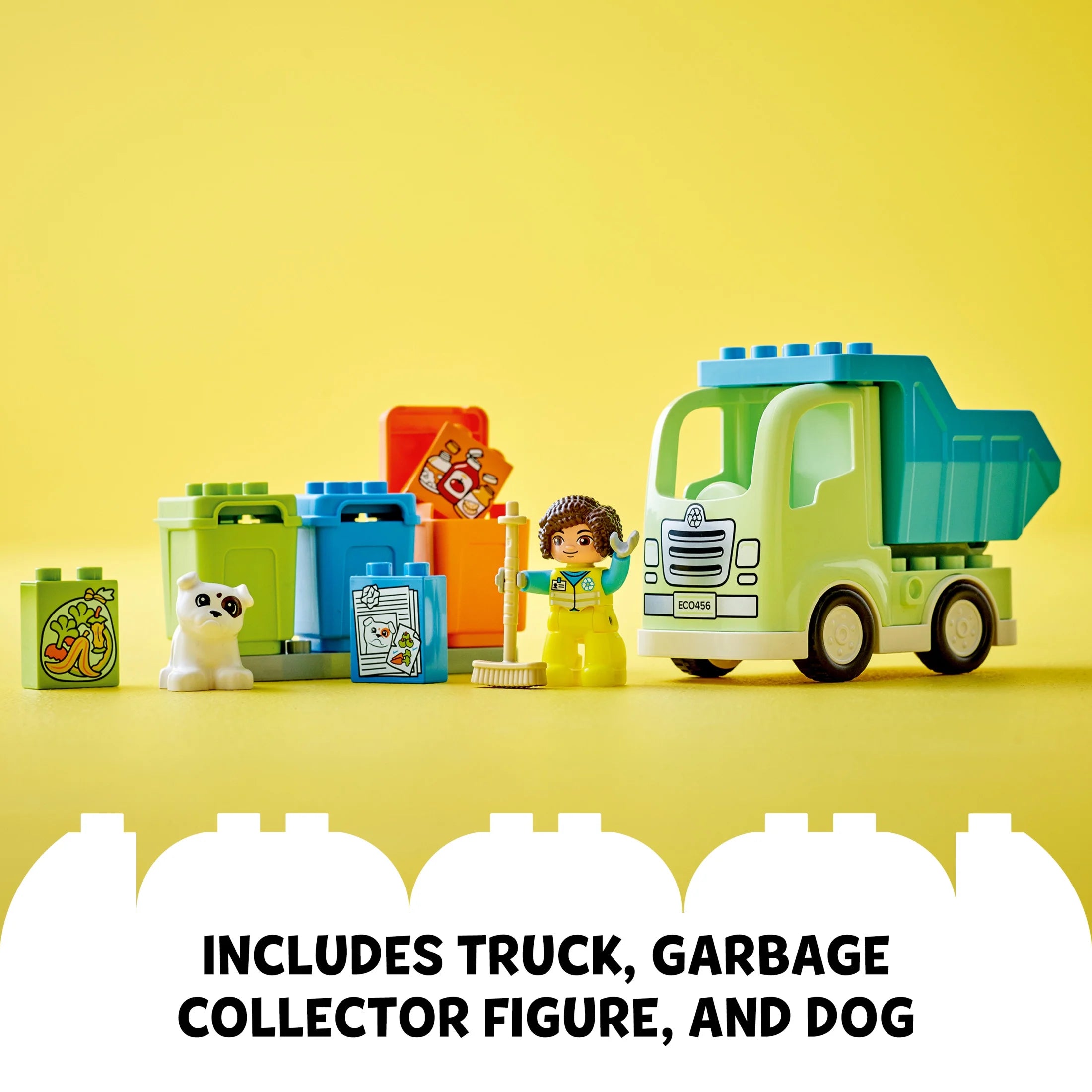 LEGO DUPLO City Camion de recyclage 10987, Jeu de construction, Apprends en jouant avec ce cadeau STEM créatif pour garçons et filles de 2 ans et plus, Comprend 3 poubelles de tri