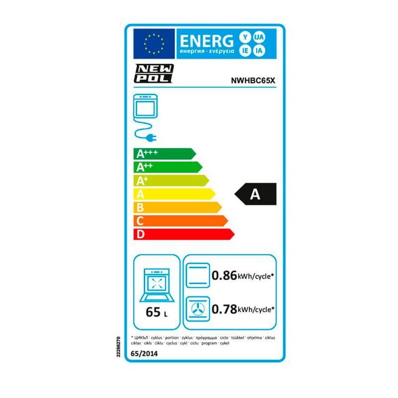 Neuer Pol Nwhbc65x Backofen 2300 W 65 l 5 Funktionen Edelstahl