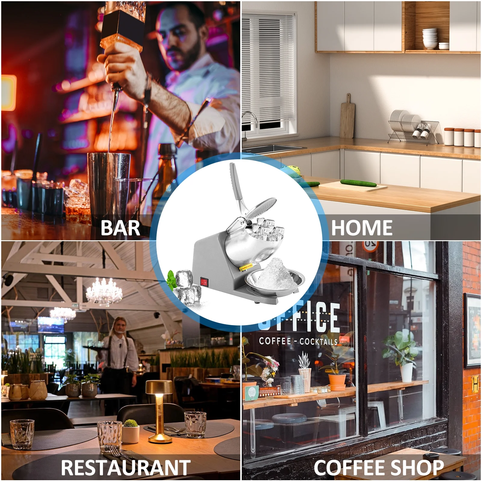 Ismaskine med dobbelt isknuser. Huiop Havou 300W isknuser.