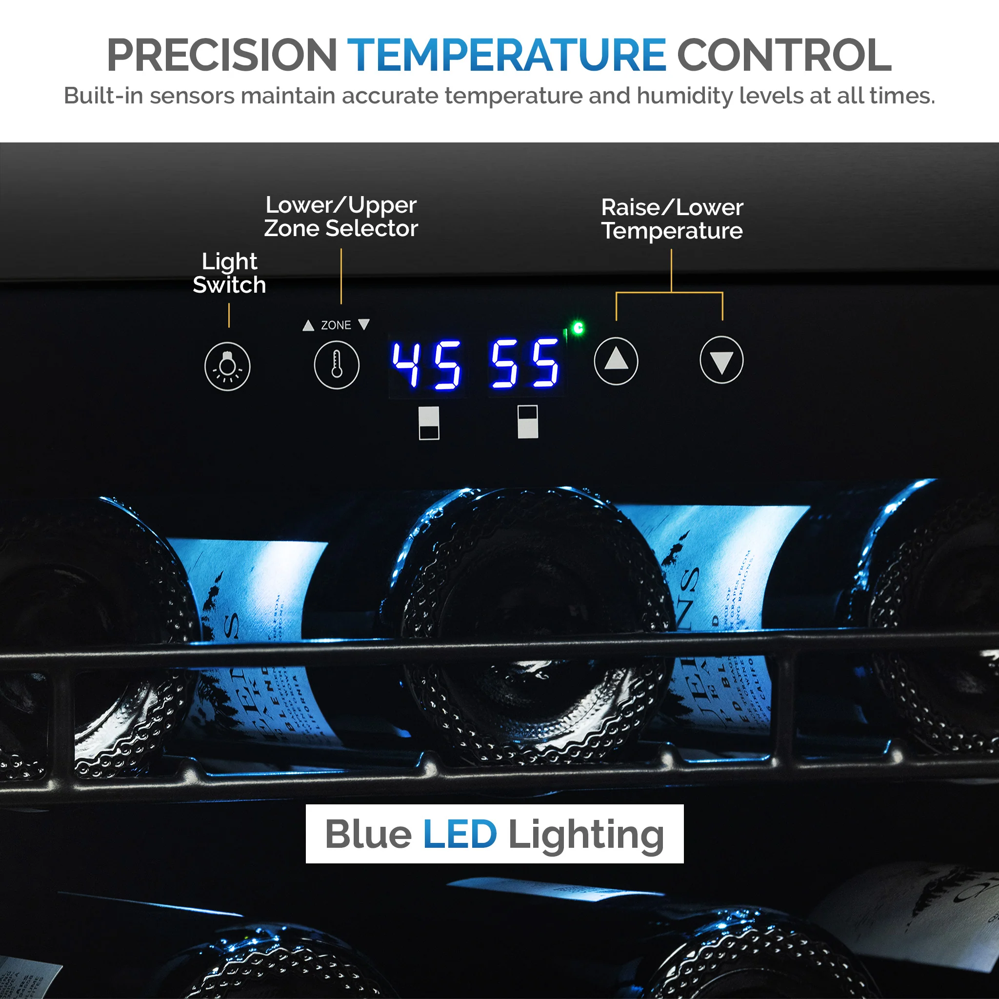 2025 Newair® Fritstående vinkøleskab i rustfrit stål – 98 flasker – 23 med dobbelt zone
